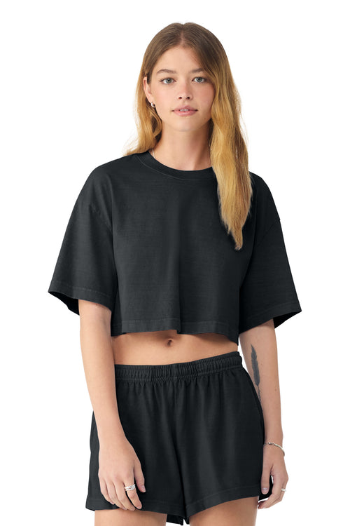 BELLA+CANVAS Women's Heavyweight Garment-Dyed Cropped Tee BC6882GD - Washed Black - front