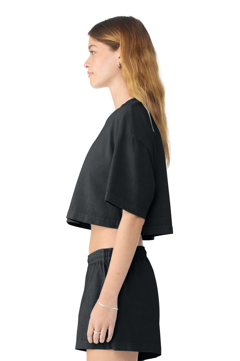 BELLA+CANVAS Women's Heavyweight Garment-Dyed Cropped Tee BC6882GD - Washed Black - side