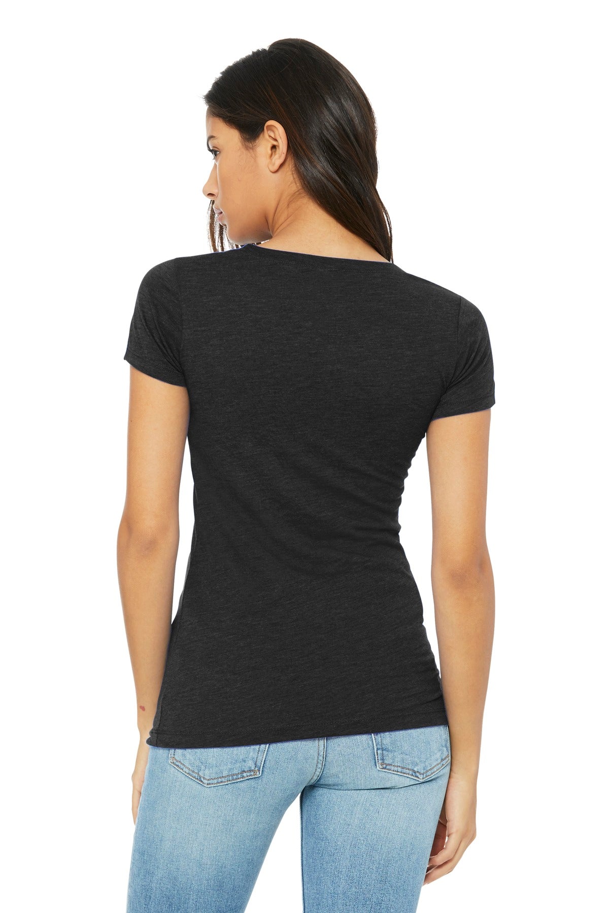 BELLA+CANVAS Women's Triblend Short Sleeve Tee. BC8413 - Black Heather Triblend - back