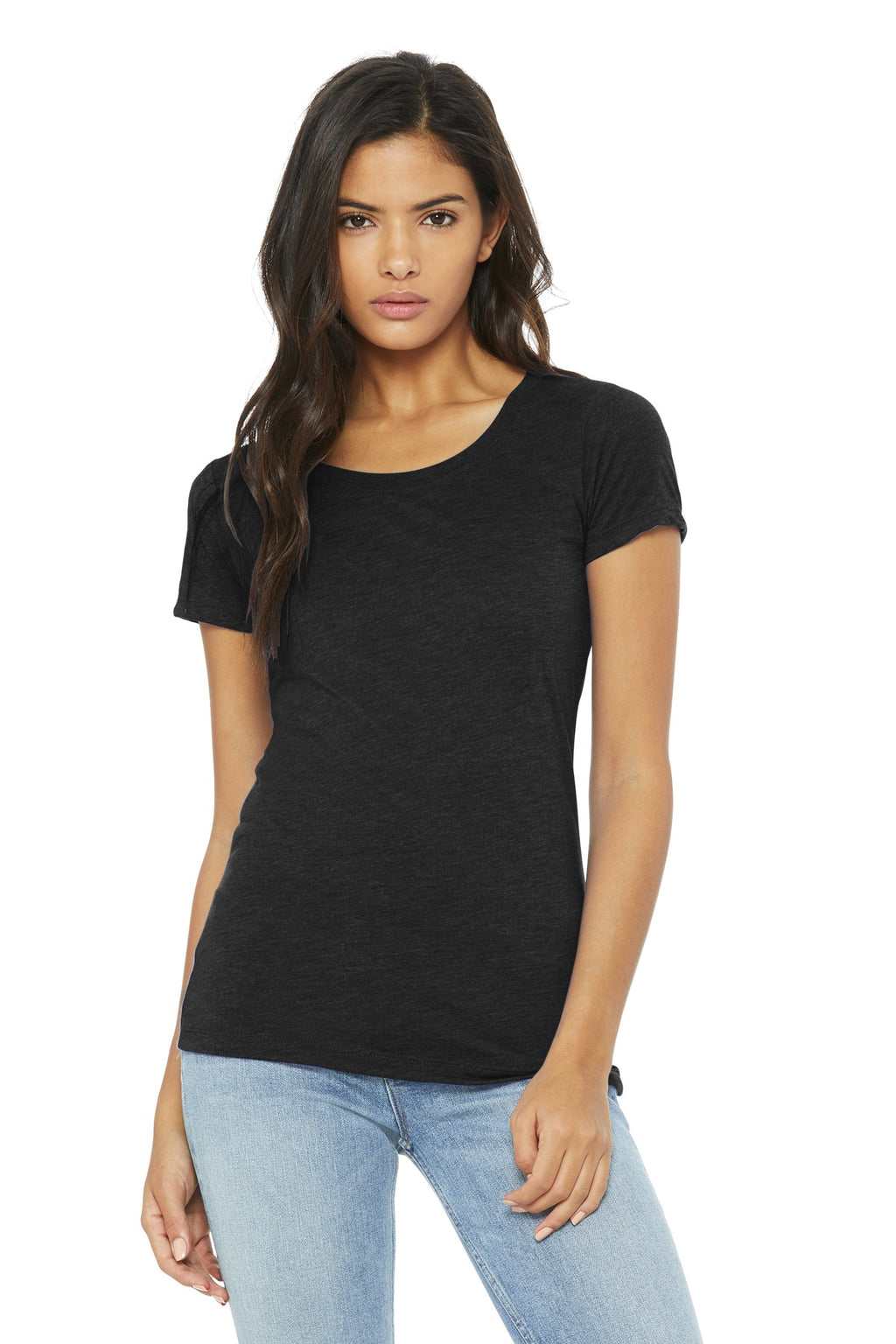 BELLA+CANVAS Women's Triblend Short Sleeve Tee. BC8413 - Black Heather Triblend - front
