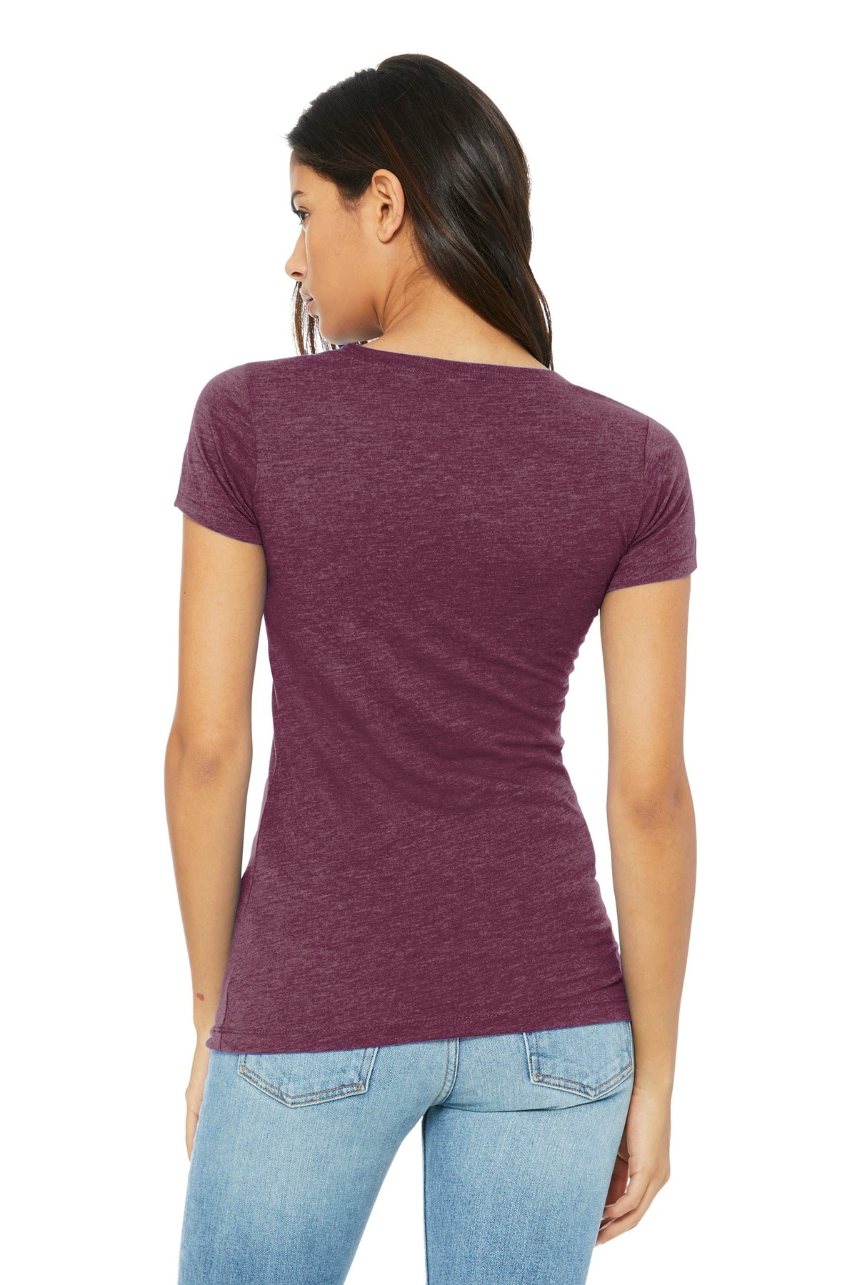 BELLA+CANVAS Women's Triblend Short Sleeve Tee. BC8413 - Maroon Triblend - back