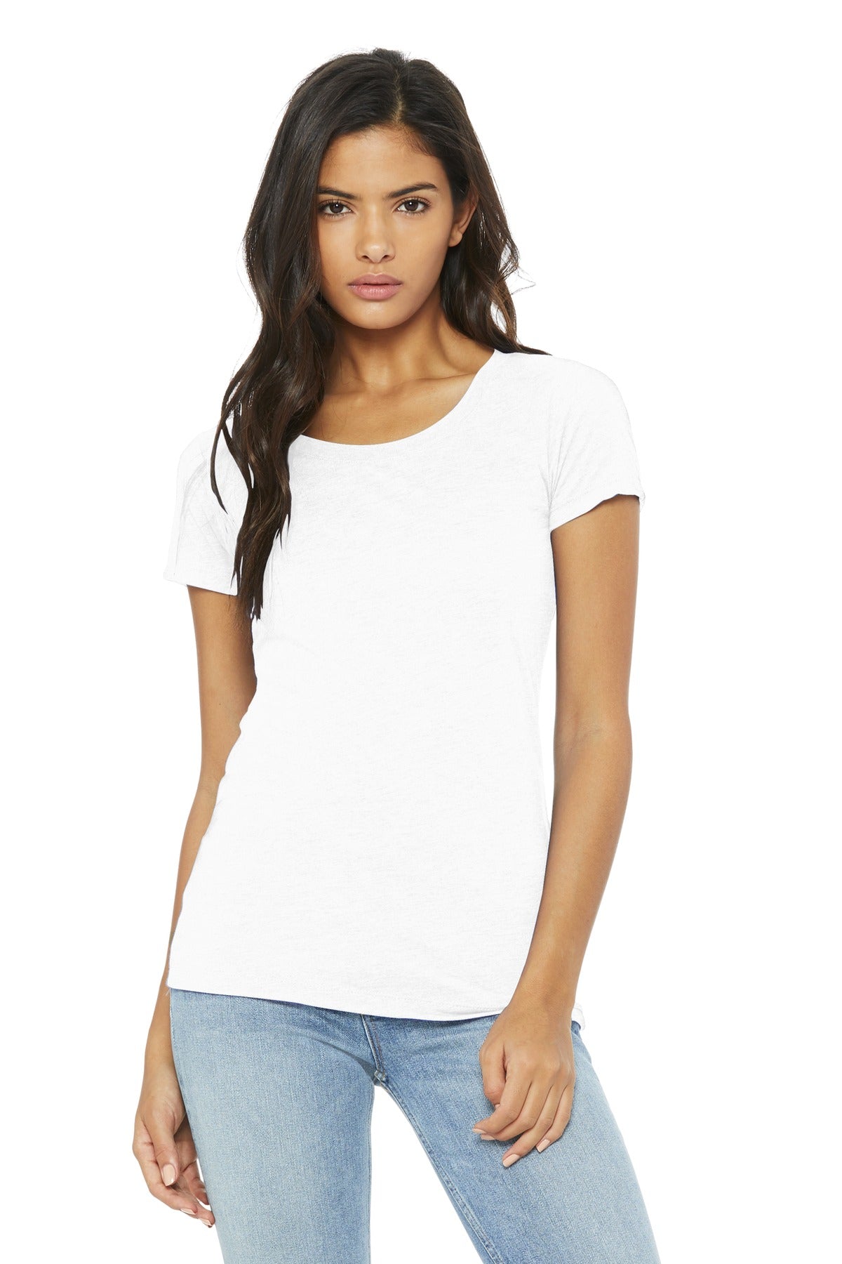 BELLA+CANVAS Women's Triblend Short Sleeve Tee. BC8413 - Solid White Triblend - front