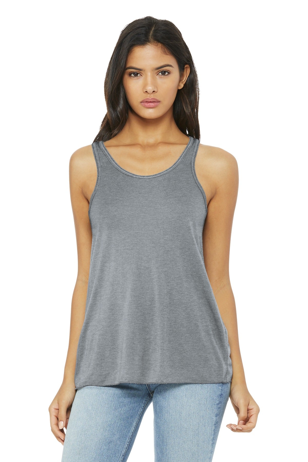 BELLA+CANVAS Women's Flowy Racerback Tank. BC8800 - Athletic Heather - front