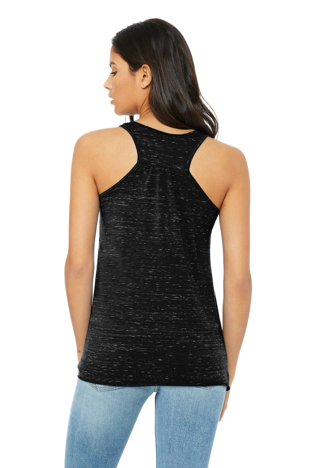 BELLA+CANVAS Women's Flowy Racerback Tank. BC8800 - Black Marble - back