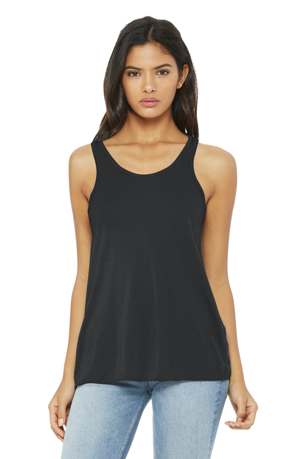 BELLA+CANVAS Women's Flowy Racerback Tank. BC8800 - Dark Grey - front