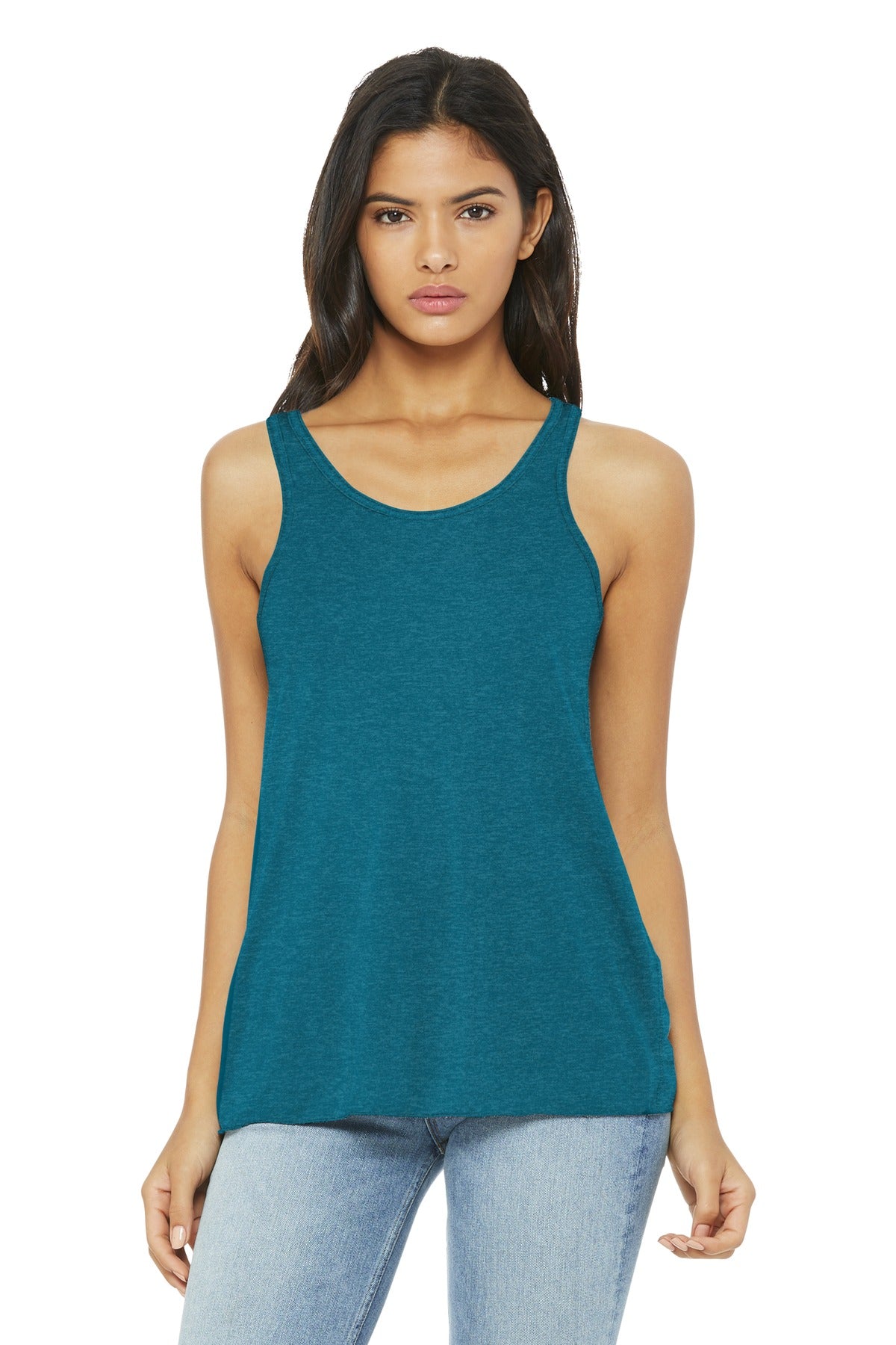 BELLA+CANVAS Women's Flowy Racerback Tank. BC8800 - Heather Deep Teal - front