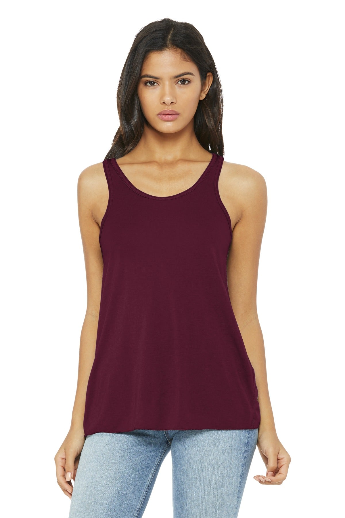 BELLA+CANVAS Women's Flowy Racerback Tank. BC8800 - Maroon - front