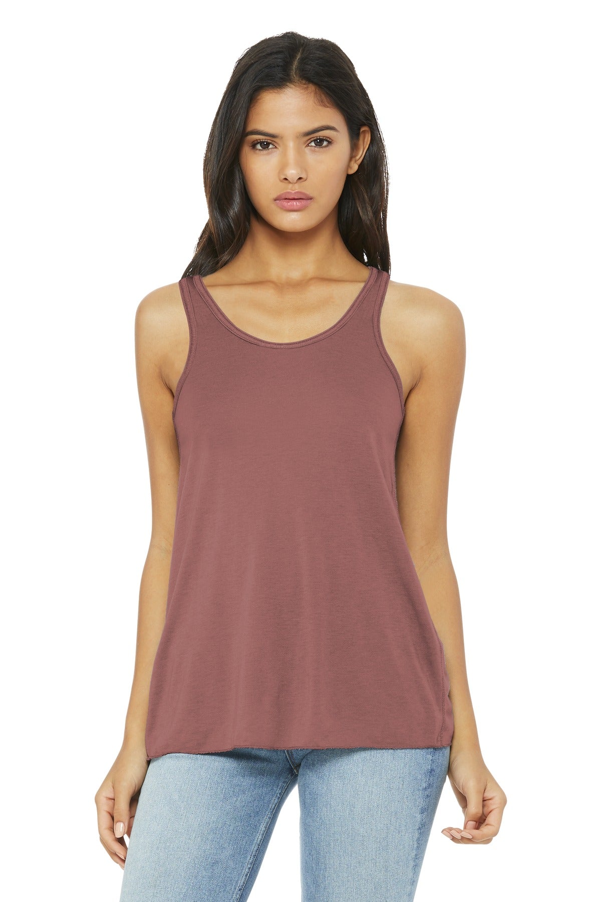 BELLA+CANVAS Women's Flowy Racerback Tank. BC8800 - Mauve - front