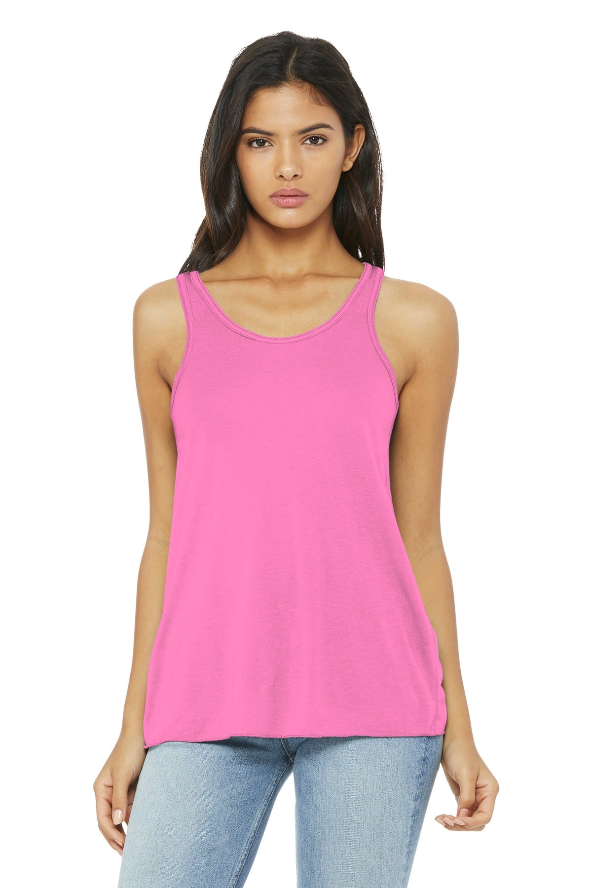 BELLA+CANVAS Women's Flowy Racerback Tank. BC8800 - Neon Pink - front