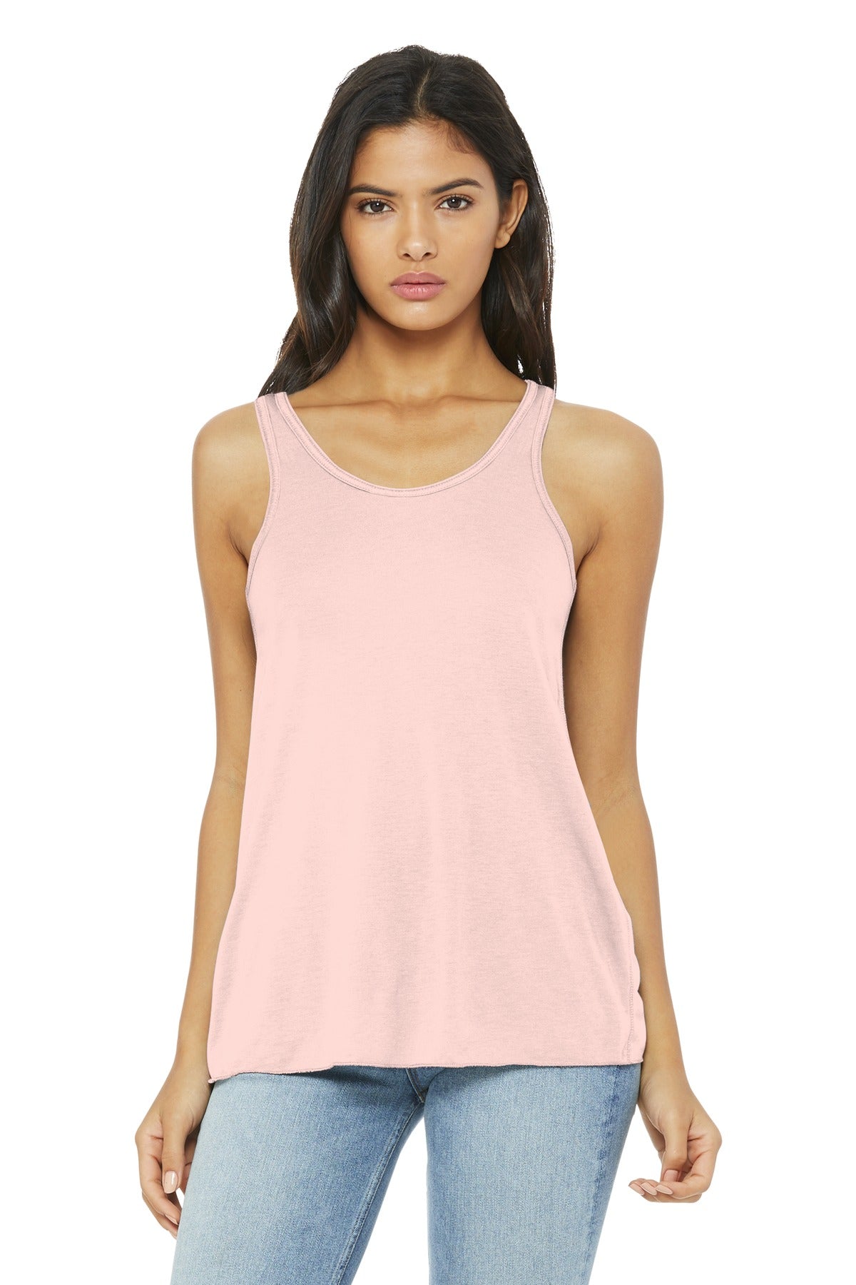 BELLA+CANVAS Women's Flowy Racerback Tank. BC8800 - Soft Pink - front