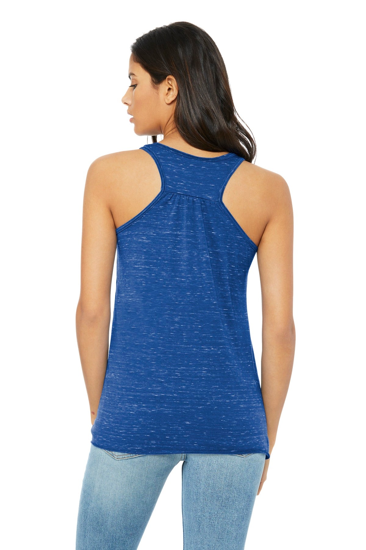 BELLA+CANVAS Women's Flowy Racerback Tank. BC8800 - True Royal Marble - back