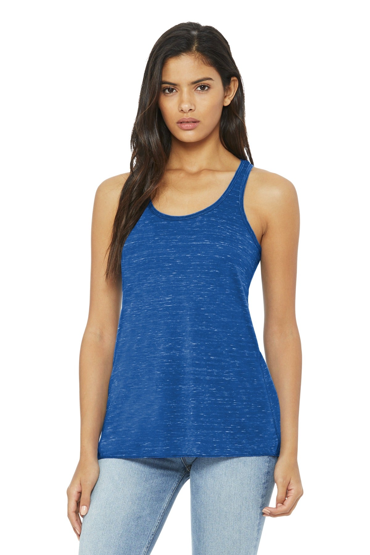 BELLA+CANVAS Women's Flowy Racerback Tank. BC8800 - True Royal Marble - front