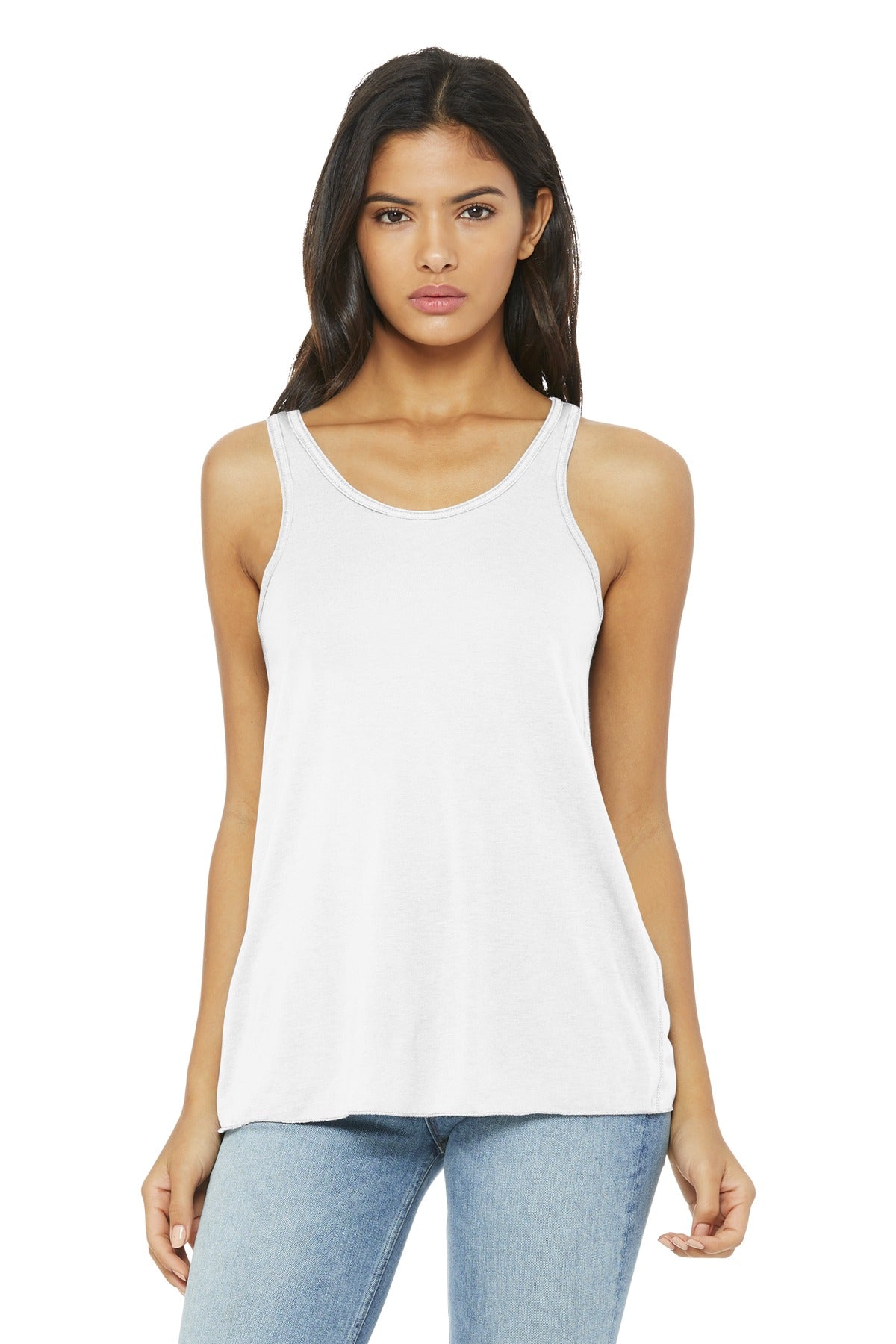 BELLA+CANVAS Women's Flowy Racerback Tank. BC8800 - White - front