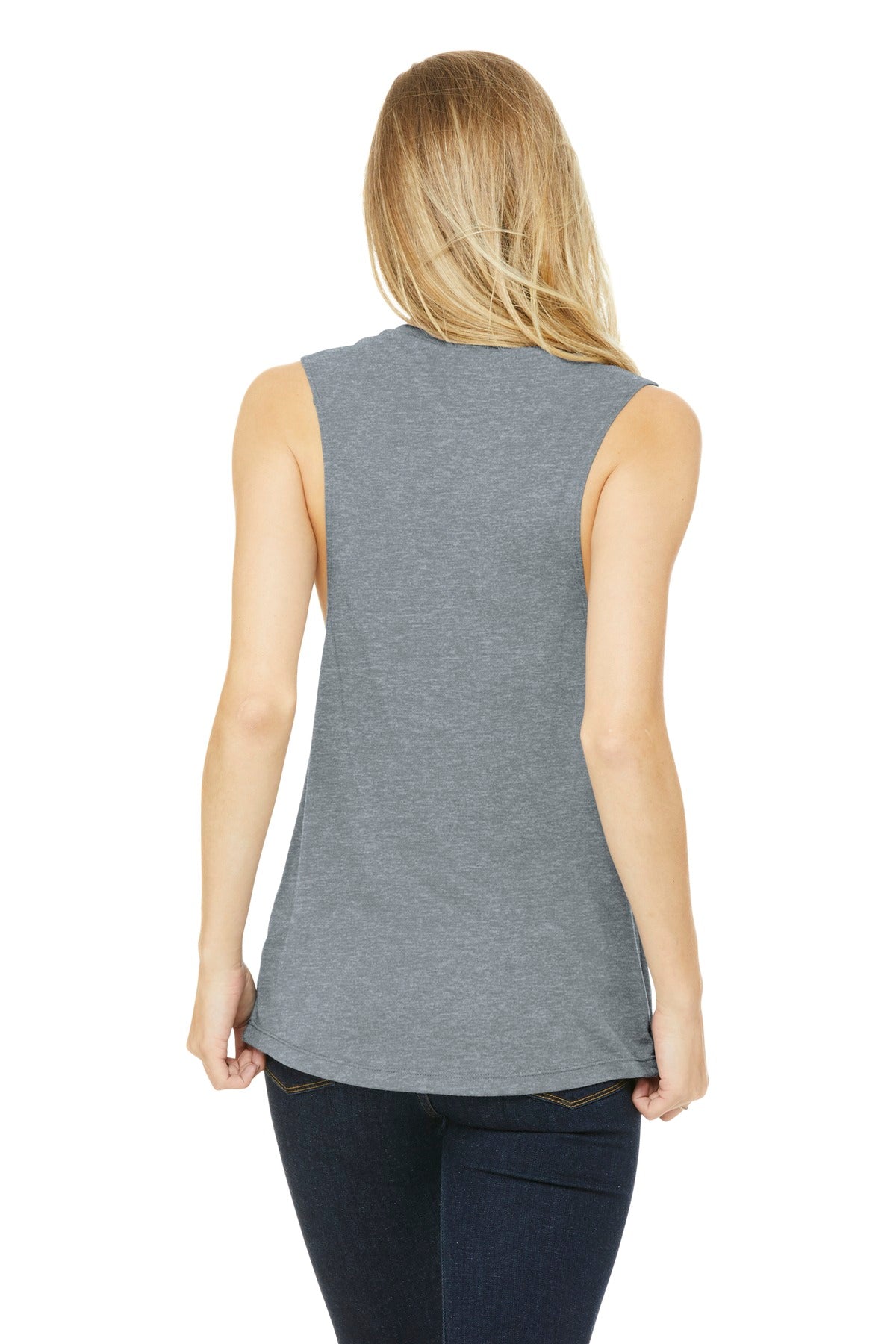 BELLA+CANVAS Women's Flowy Scoop Muscle Tank. BC8803 - Athletic Heather - back