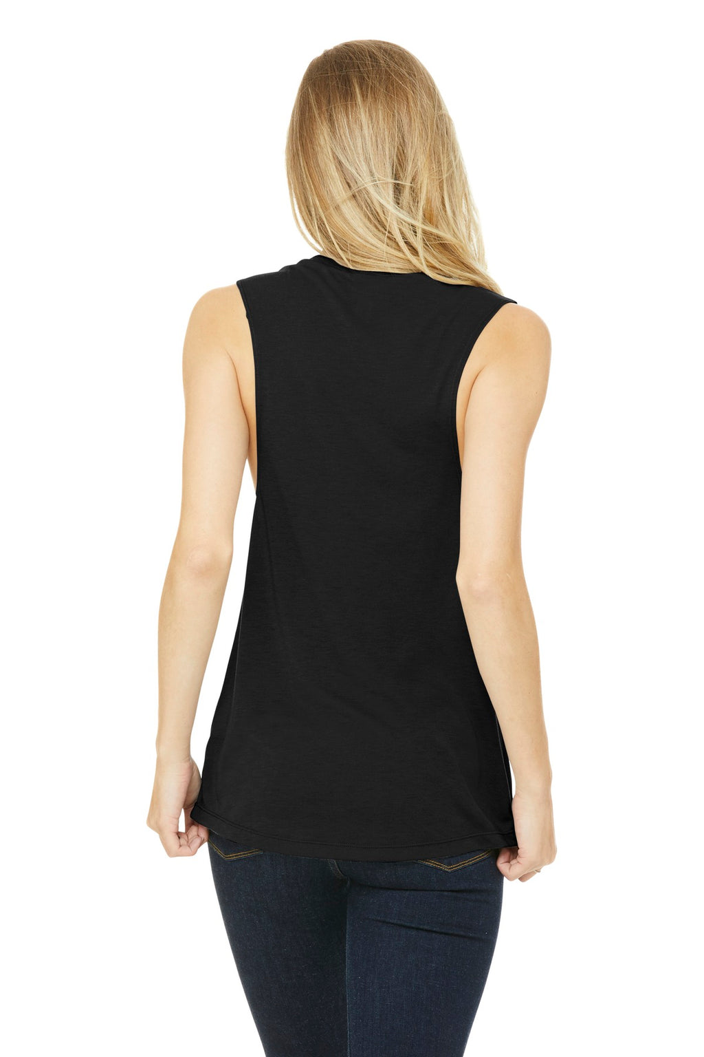 BELLA+CANVAS Women's Flowy Scoop Muscle Tank. BC8803 - Black - back