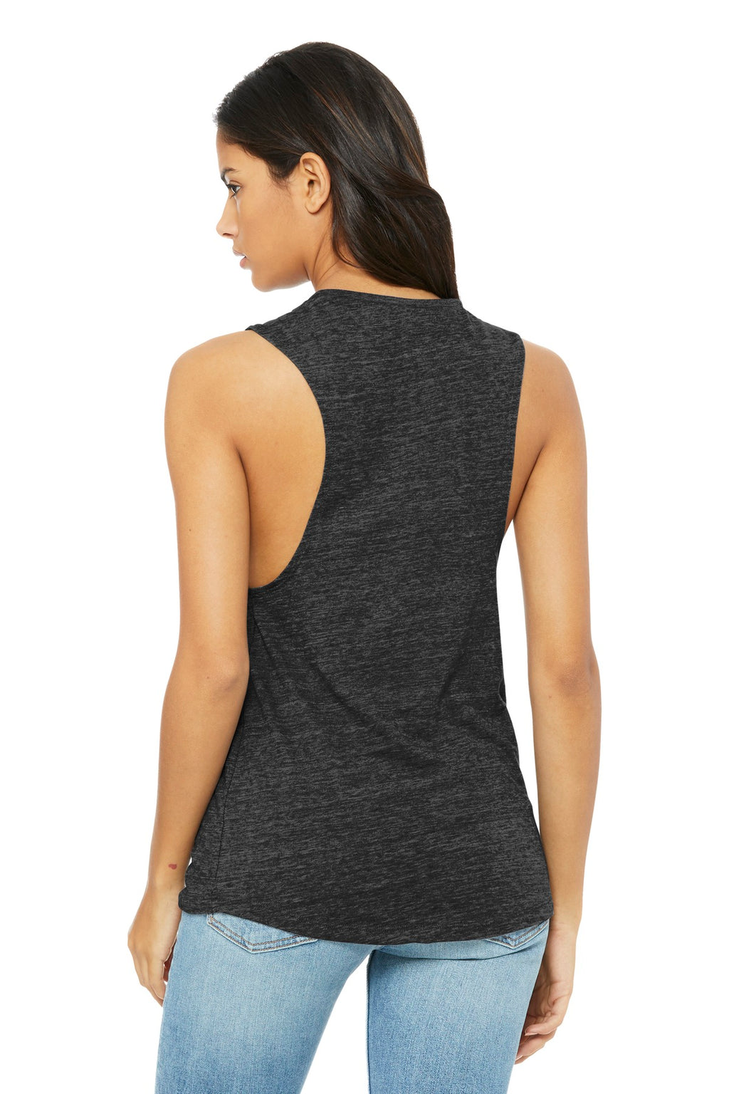 BELLA+CANVAS Women's Flowy Scoop Muscle Tank. BC8803 - Charcoal Black Slub - back