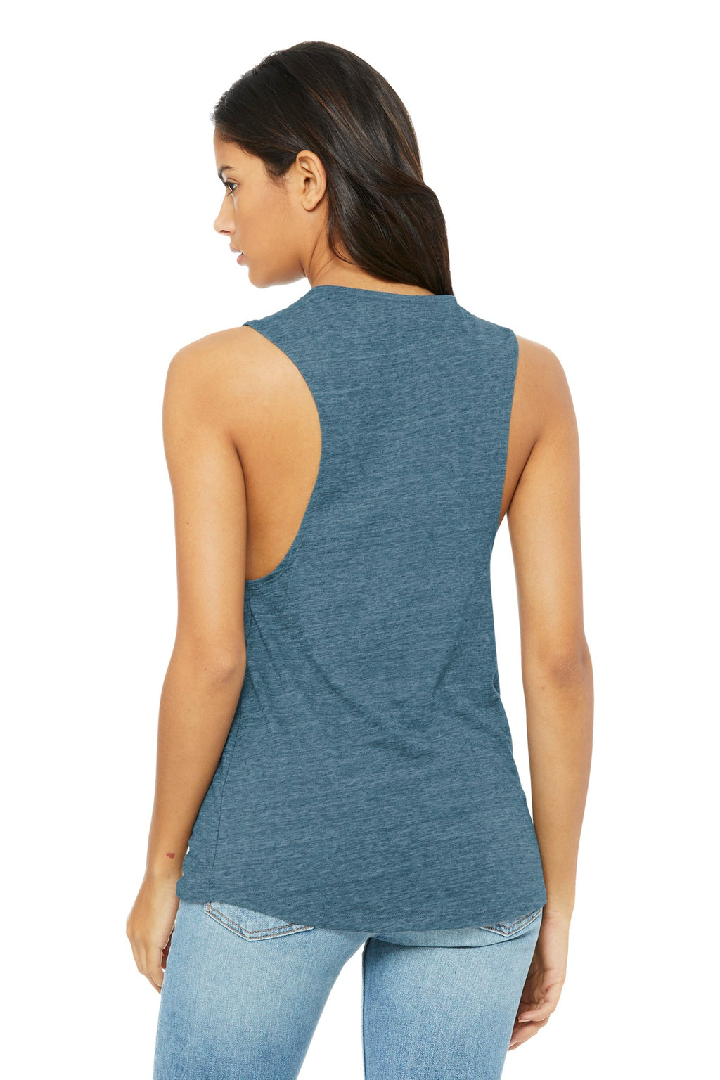 BELLA+CANVAS Women's Flowy Scoop Muscle Tank. BC8803 - Denim Slub - back