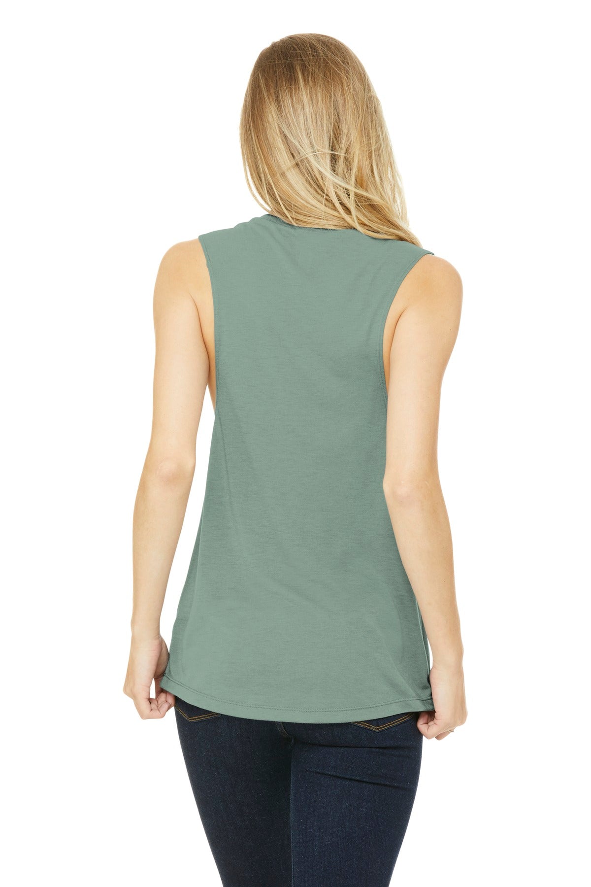 BELLA+CANVAS Women's Flowy Scoop Muscle Tank. BC8803 - Dusty Blue - back