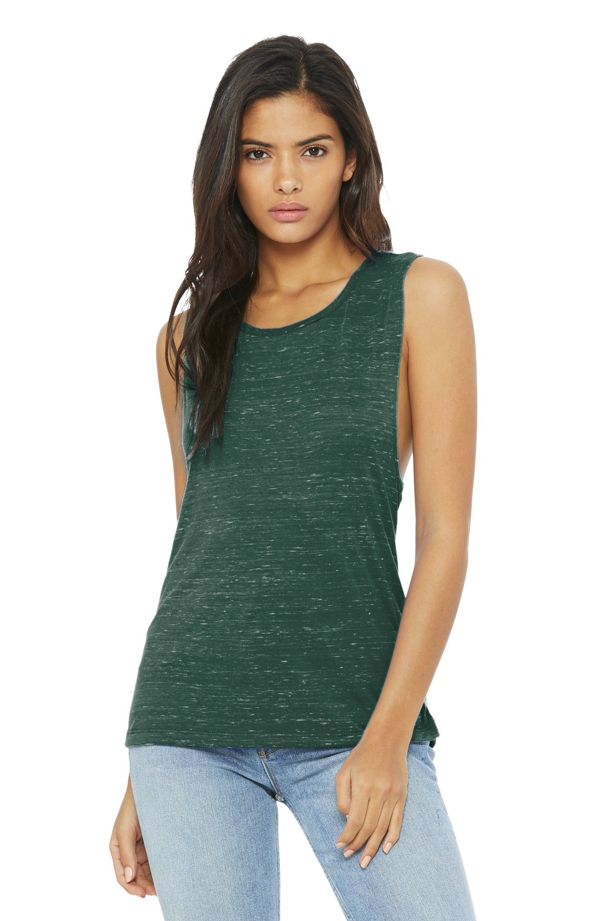 BELLA+CANVAS Women's Flowy Scoop Muscle Tank. BC8803 - Forest Marble - front