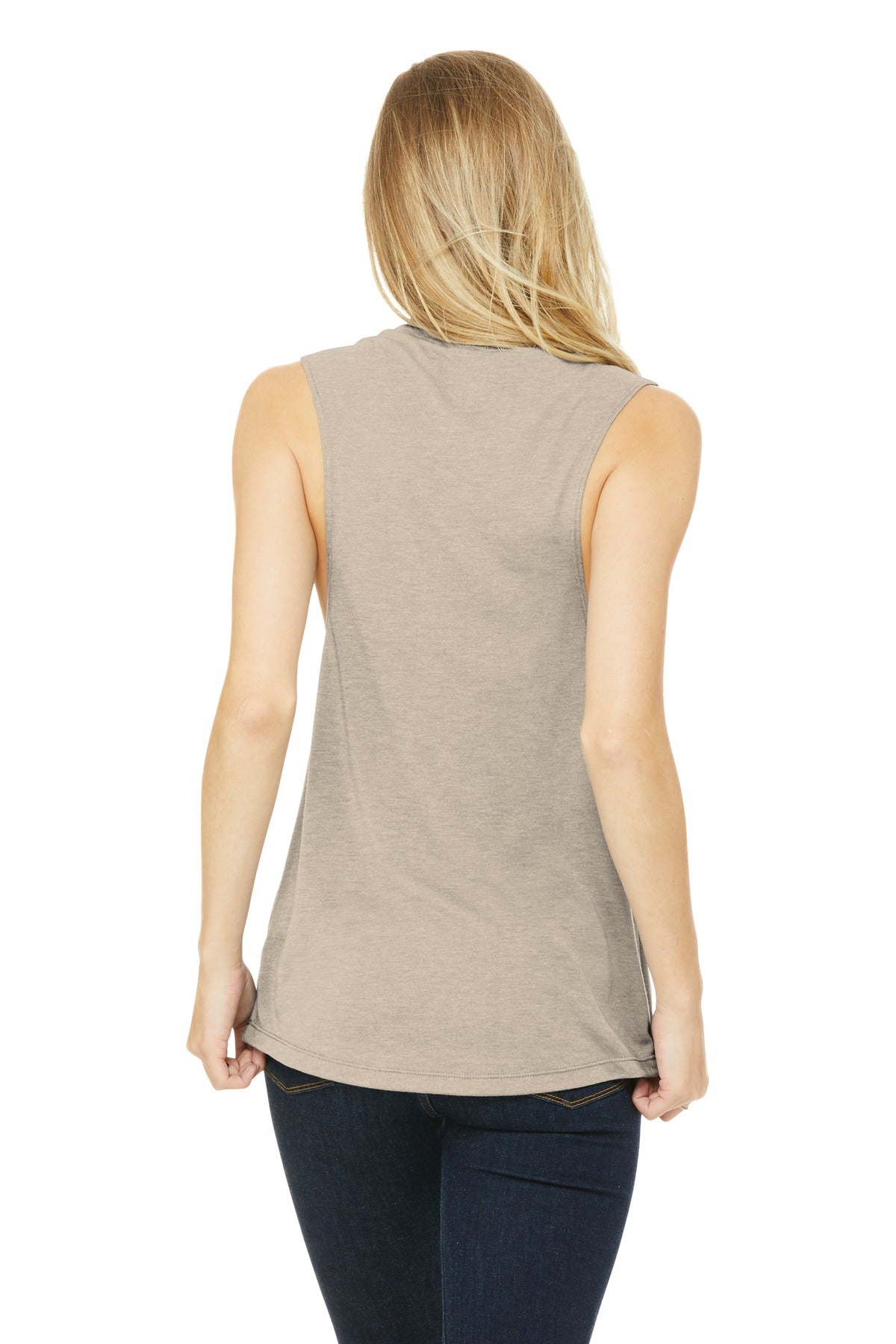 BELLA+CANVAS Women's Flowy Scoop Muscle Tank. BC8803 - Heather Dusty Blue - back