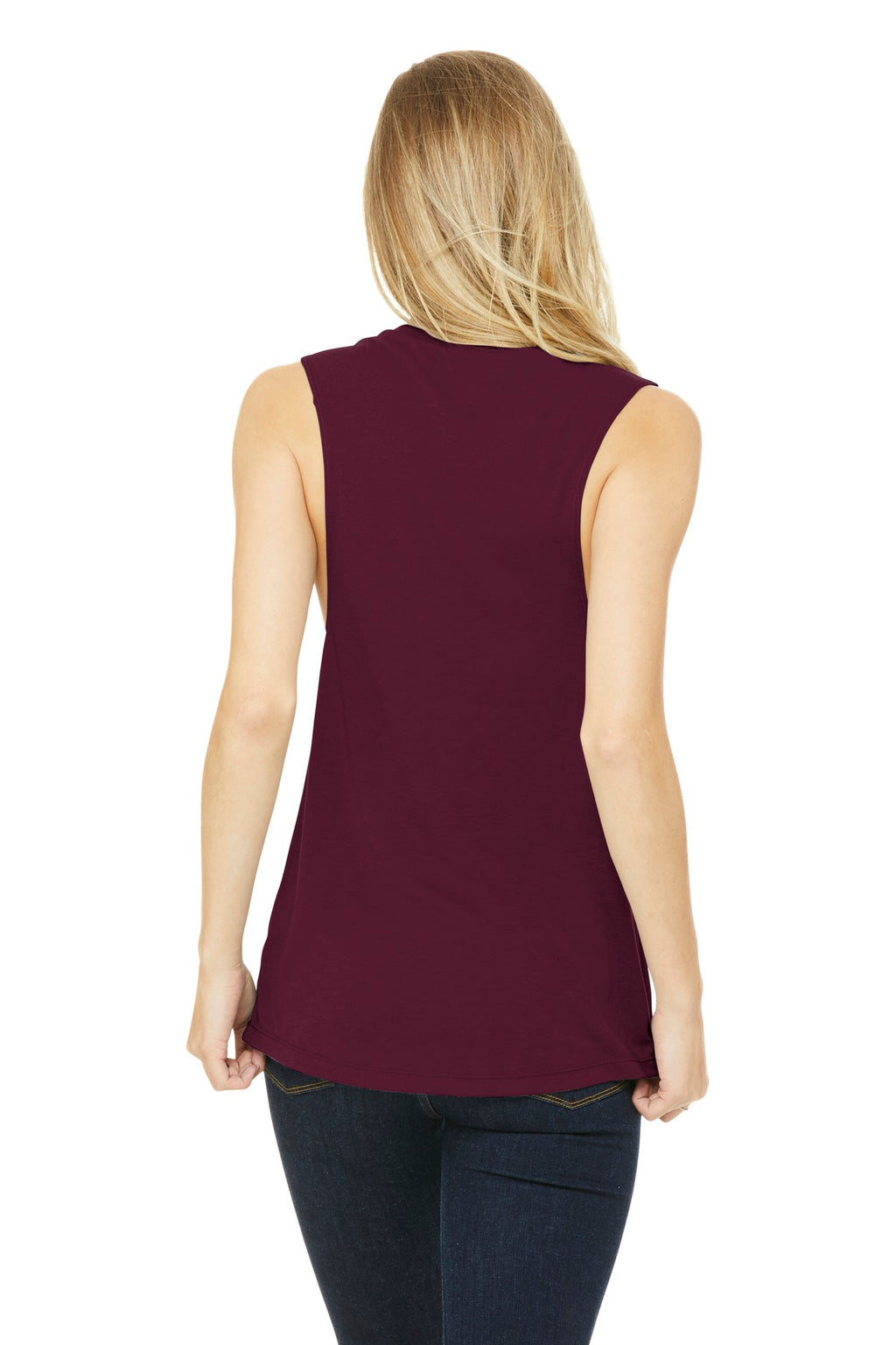 BELLA+CANVAS Women's Flowy Scoop Muscle Tank. BC8803 - Maroon - back