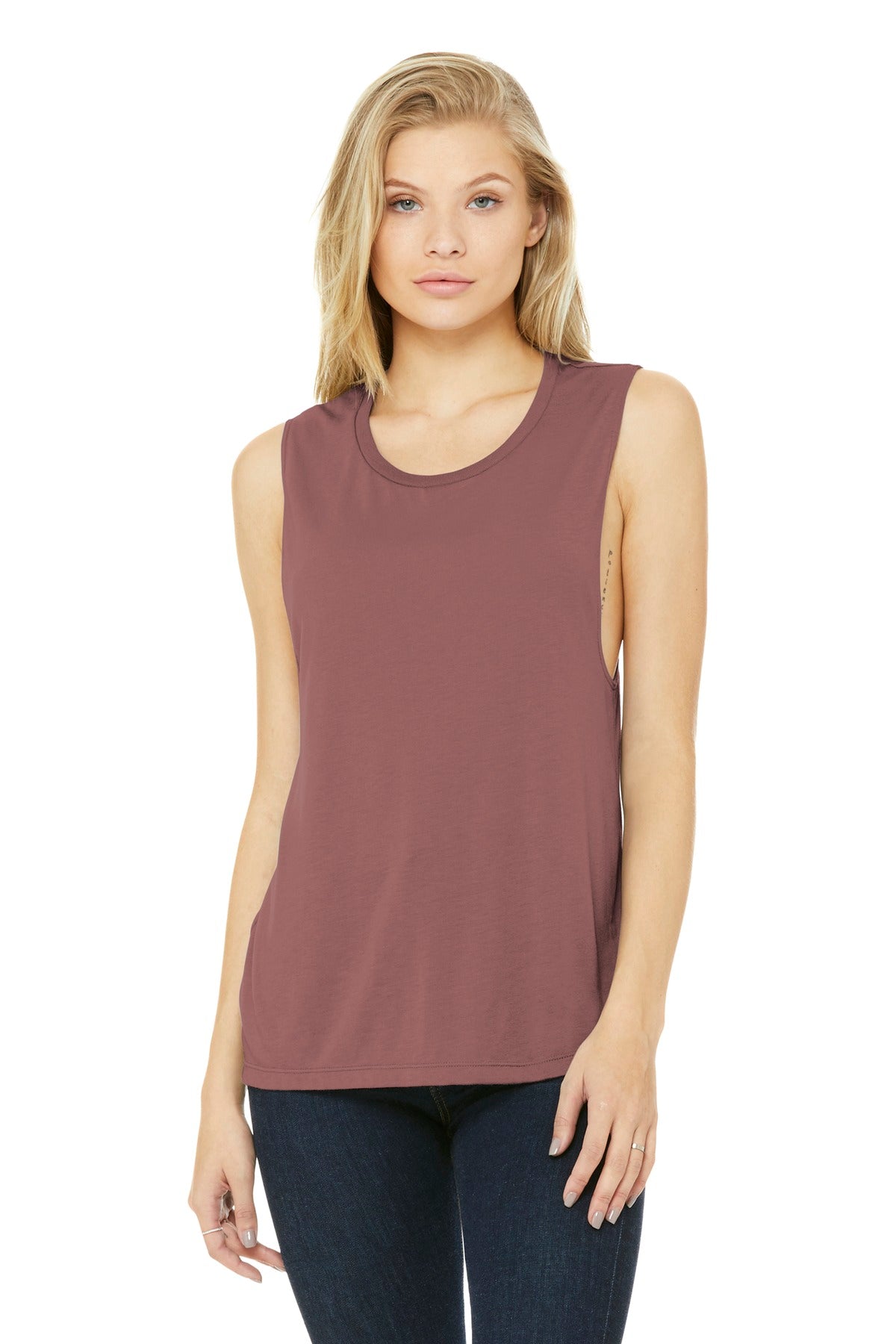 BELLA+CANVAS Women's Flowy Scoop Muscle Tank. BC8803 - Mauve - front