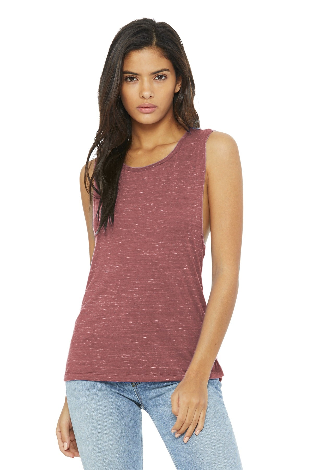 BELLA+CANVAS Women's Flowy Scoop Muscle Tank. BC8803 - Mauve Marble - front