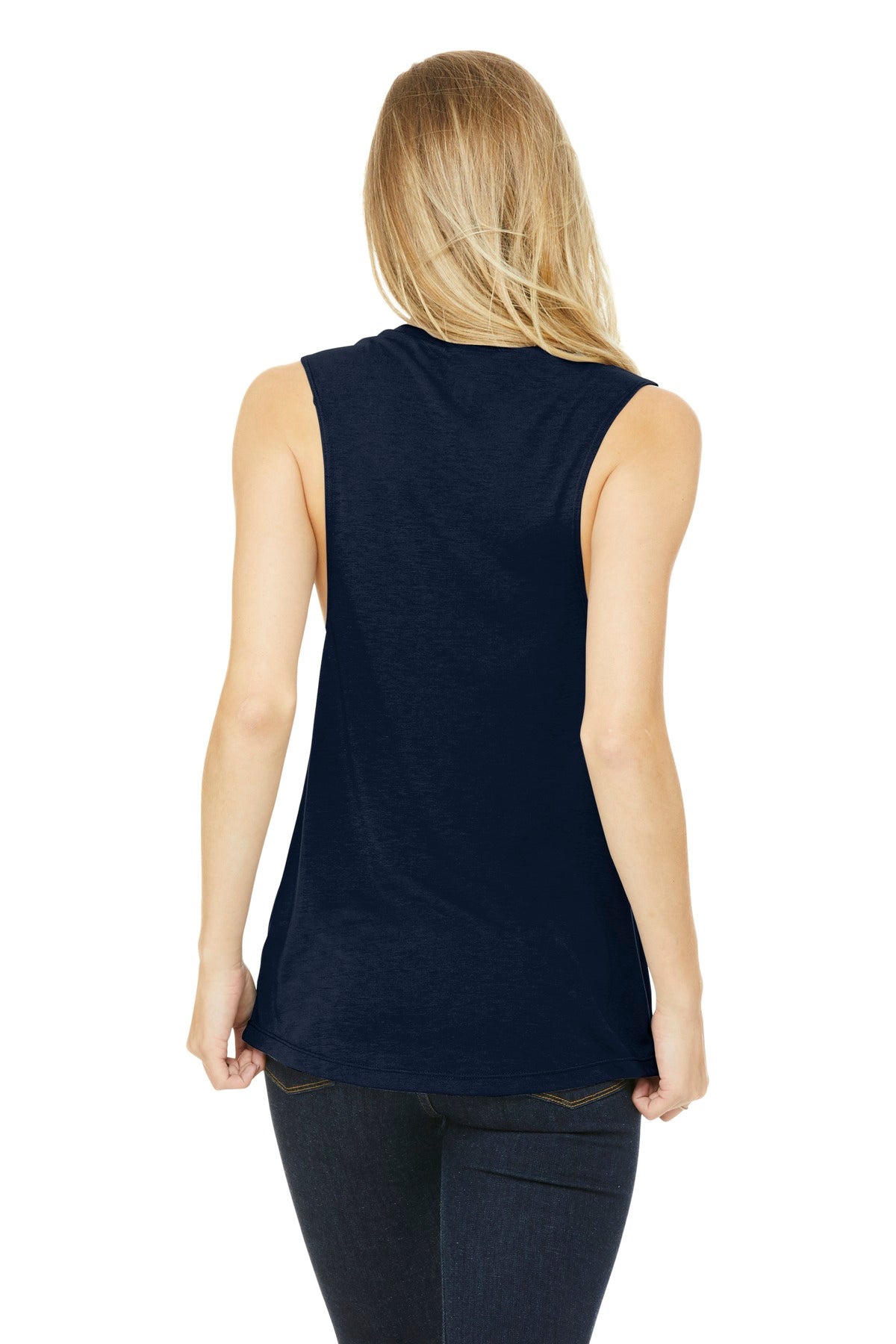 BELLA+CANVAS Women's Flowy Scoop Muscle Tank. BC8803 - Midnight - back