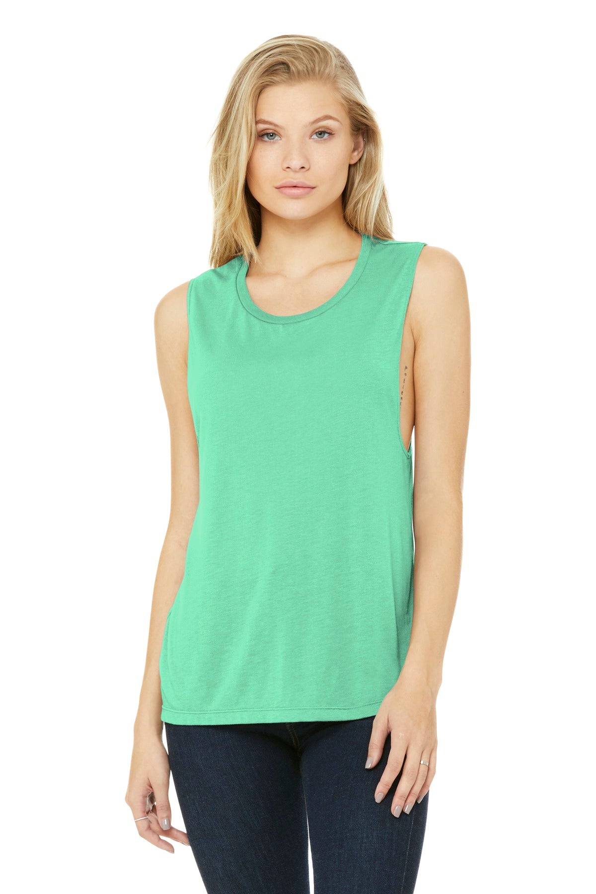 BELLA+CANVAS Women's Flowy Scoop Muscle Tank. BC8803 - Mint - front