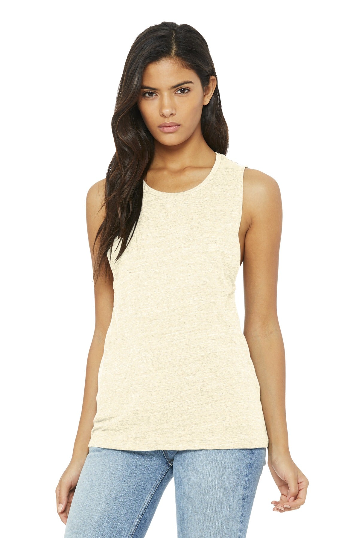 BELLA+CANVAS Women's Flowy Scoop Muscle Tank. BC8803 - Natural Slub - front