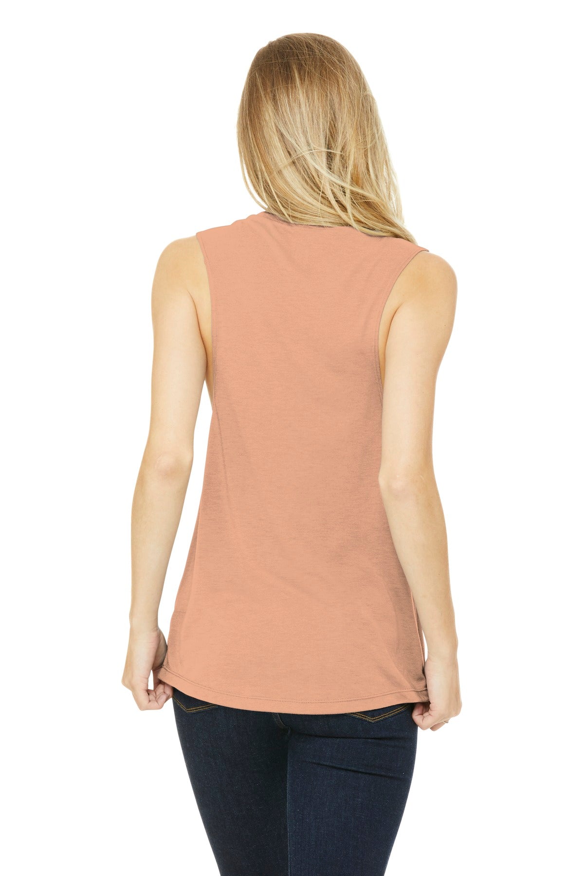BELLA+CANVAS Women's Flowy Scoop Muscle Tank. BC8803 - Peach - back