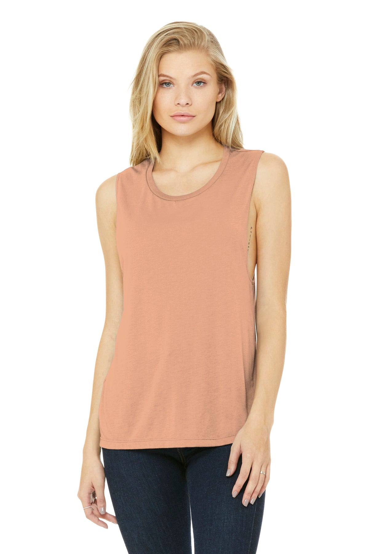 BELLA+CANVAS Women's Flowy Scoop Muscle Tank. BC8803 - Peach - front