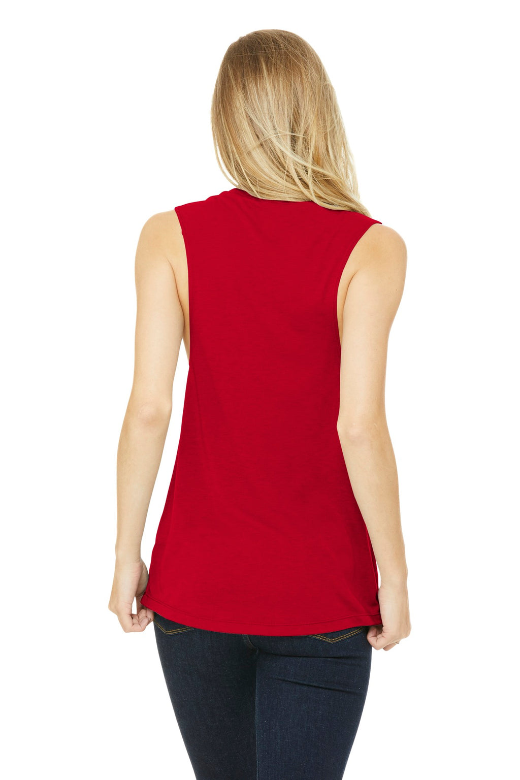BELLA+CANVAS Women's Flowy Scoop Muscle Tank. BC8803 - Red - back