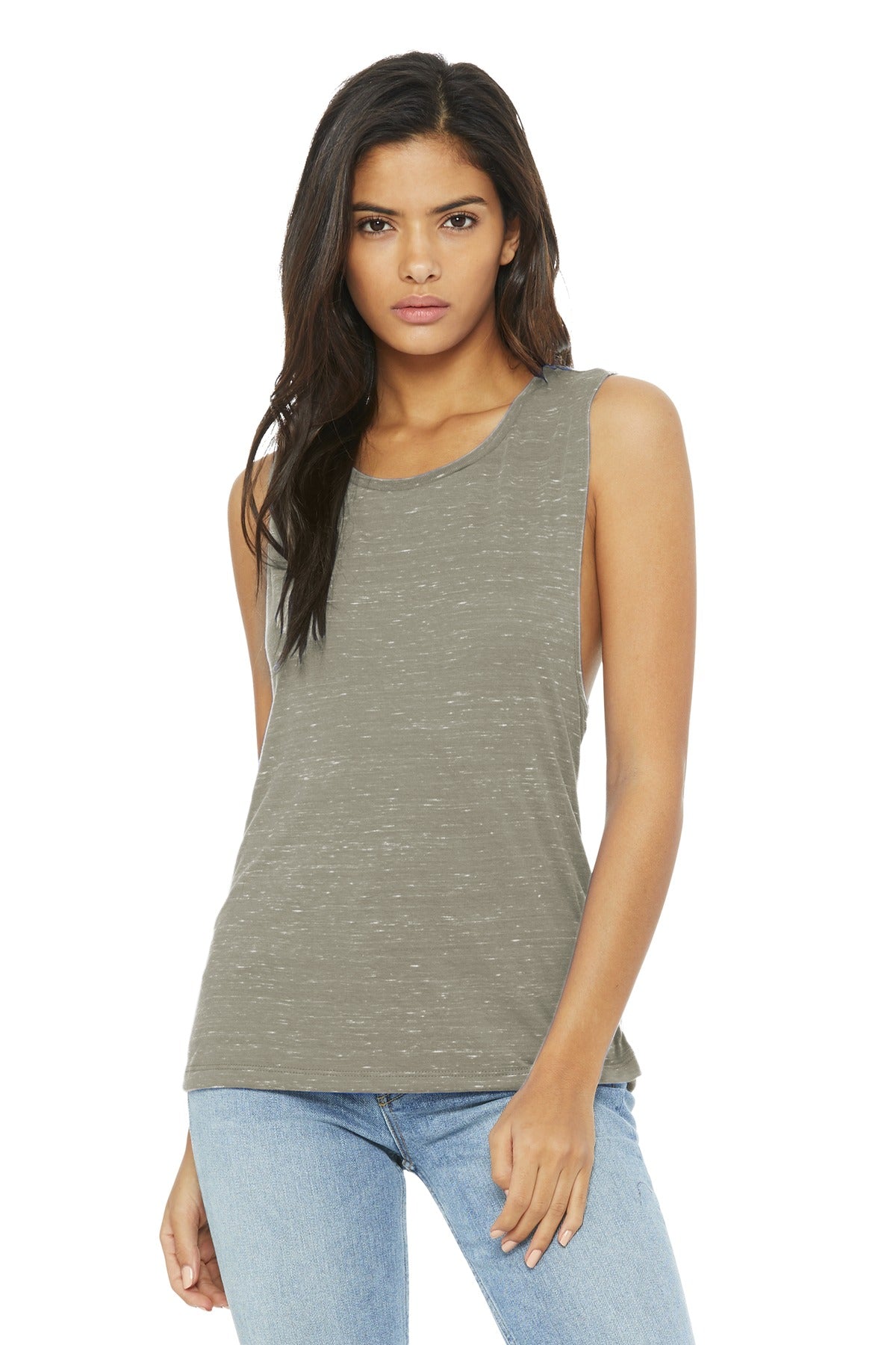 BELLA+CANVAS Women's Flowy Scoop Muscle Tank. BC8803 - Stone Marble - front