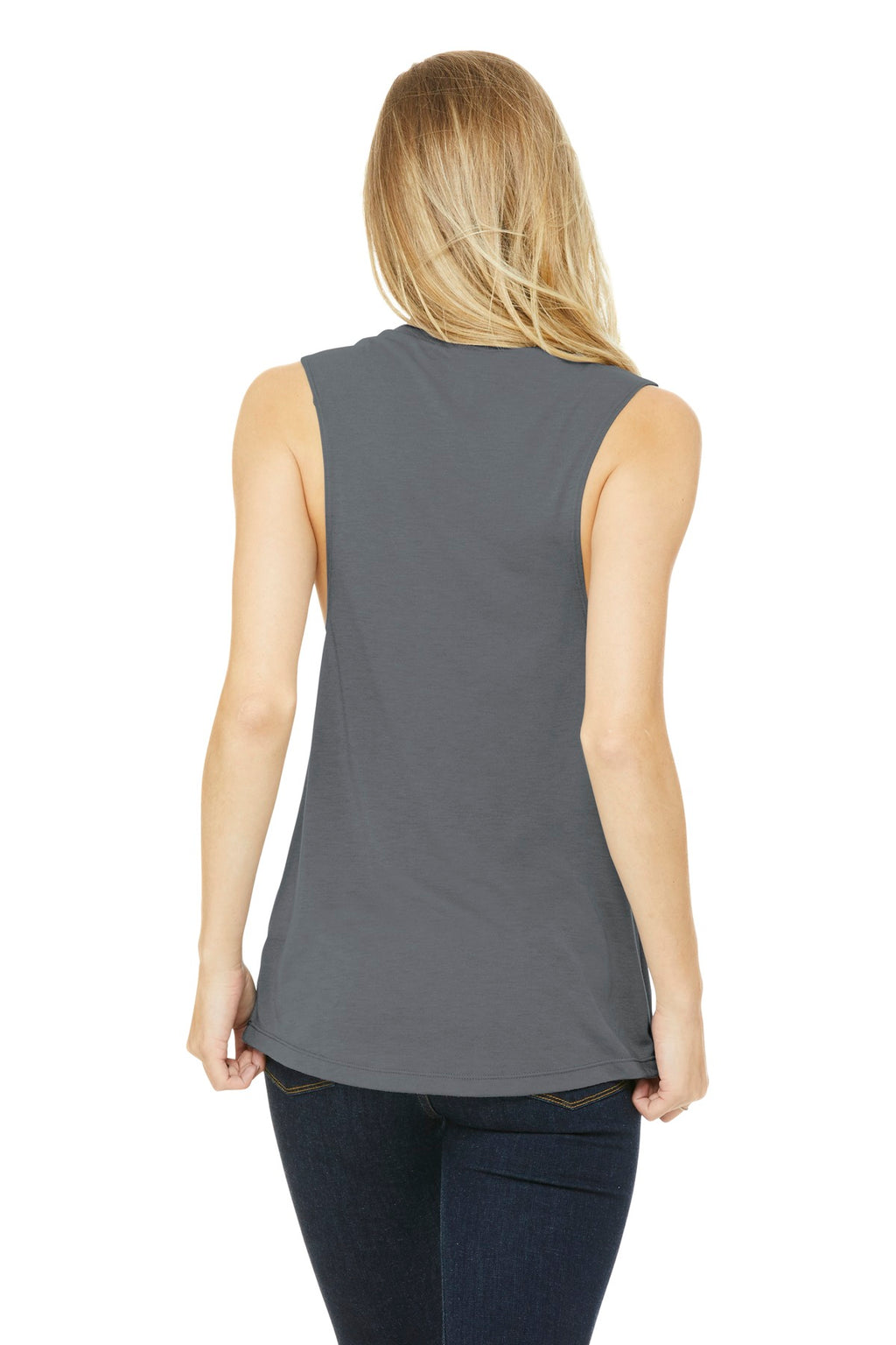 BELLA+CANVAS Women's Flowy Scoop Muscle Tank. BC8803 - Storm - back