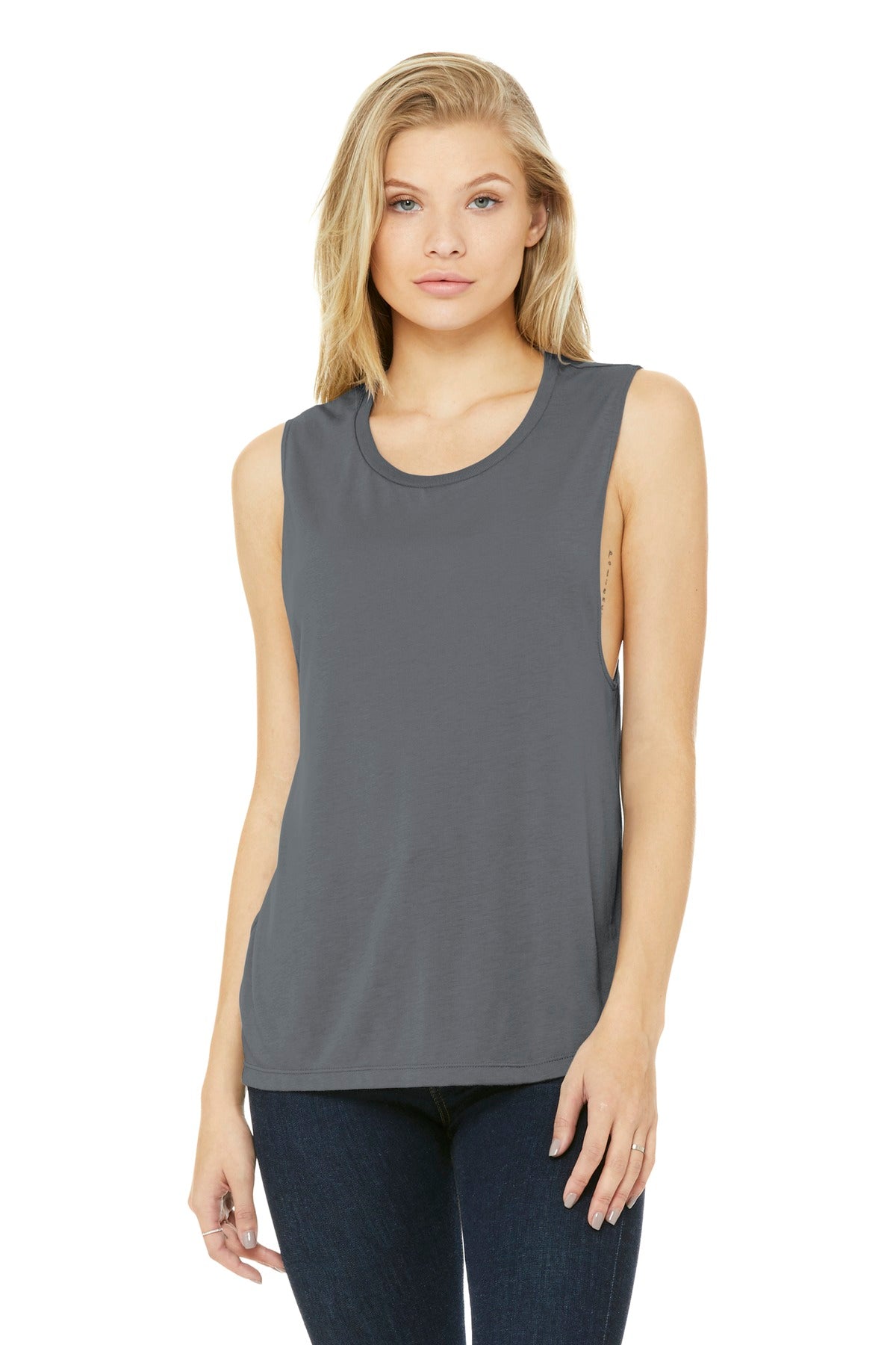 BELLA+CANVAS Women's Flowy Scoop Muscle Tank. BC8803 - Storm - front