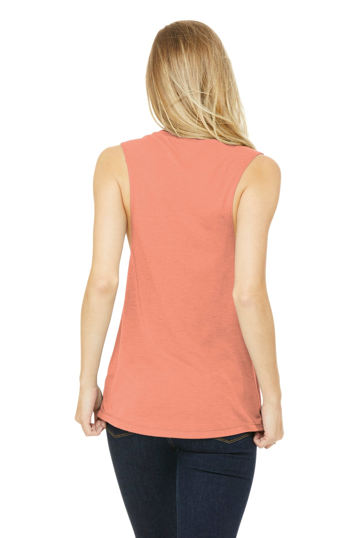 BELLA+CANVAS Women's Flowy Scoop Muscle Tank. BC8803 - Sunset - back