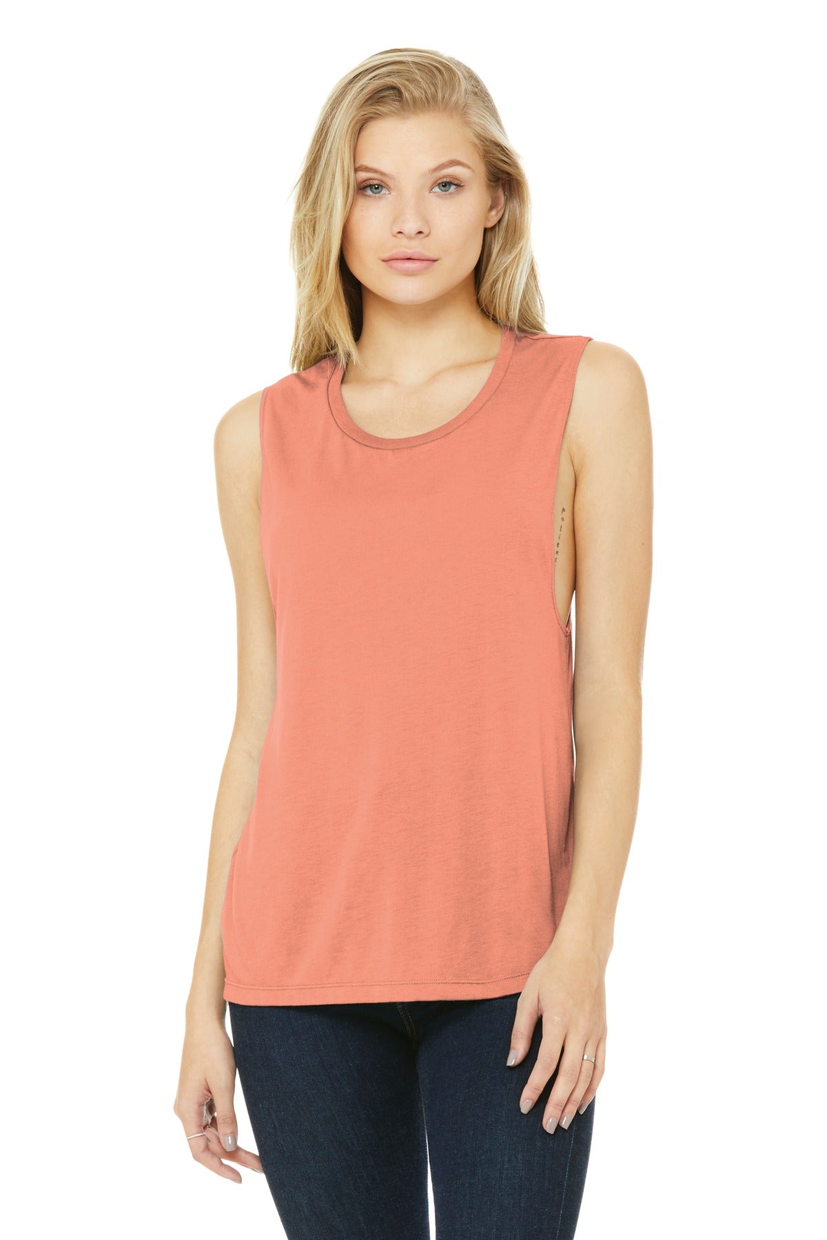 BELLA+CANVAS Women's Flowy Scoop Muscle Tank. BC8803 - Sunset - front
