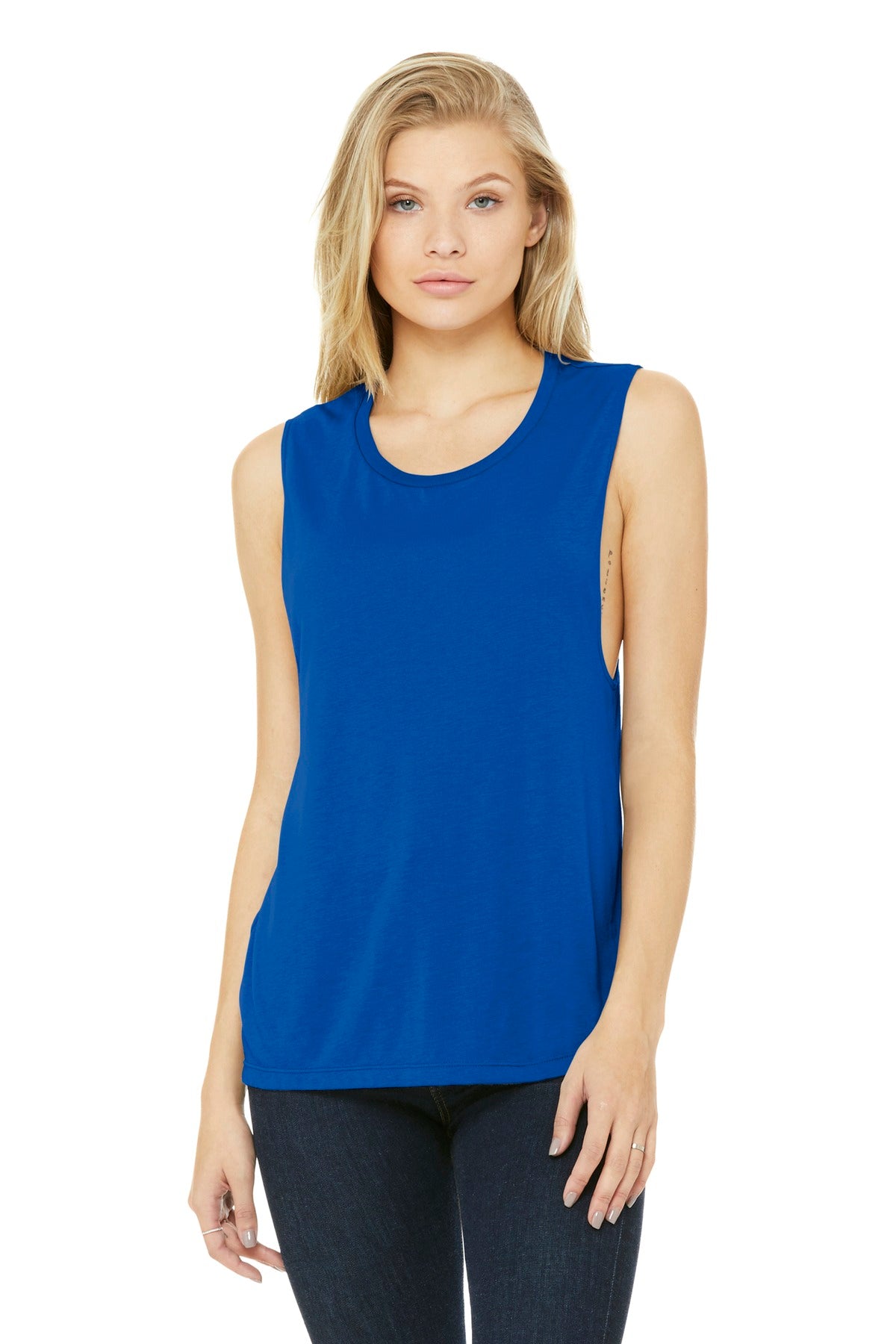 BELLA+CANVAS Women's Flowy Scoop Muscle Tank. BC8803 - True Royal - front