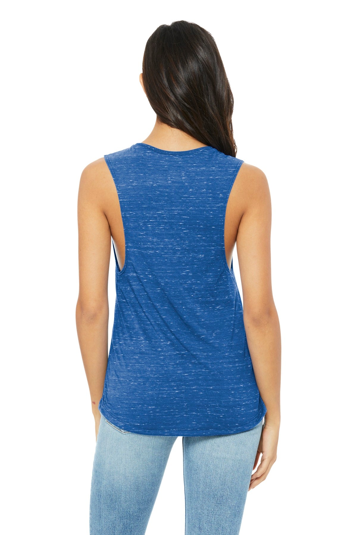 BELLA+CANVAS Women's Flowy Scoop Muscle Tank. BC8803 - True Royal Marble - back