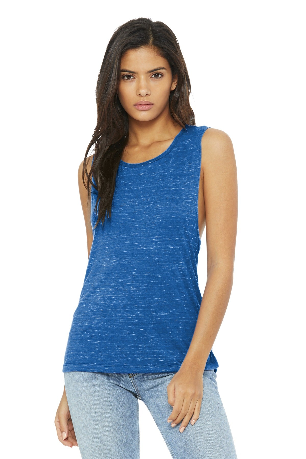 BELLA+CANVAS Women's Flowy Scoop Muscle Tank. BC8803 - True Royal Marble - front