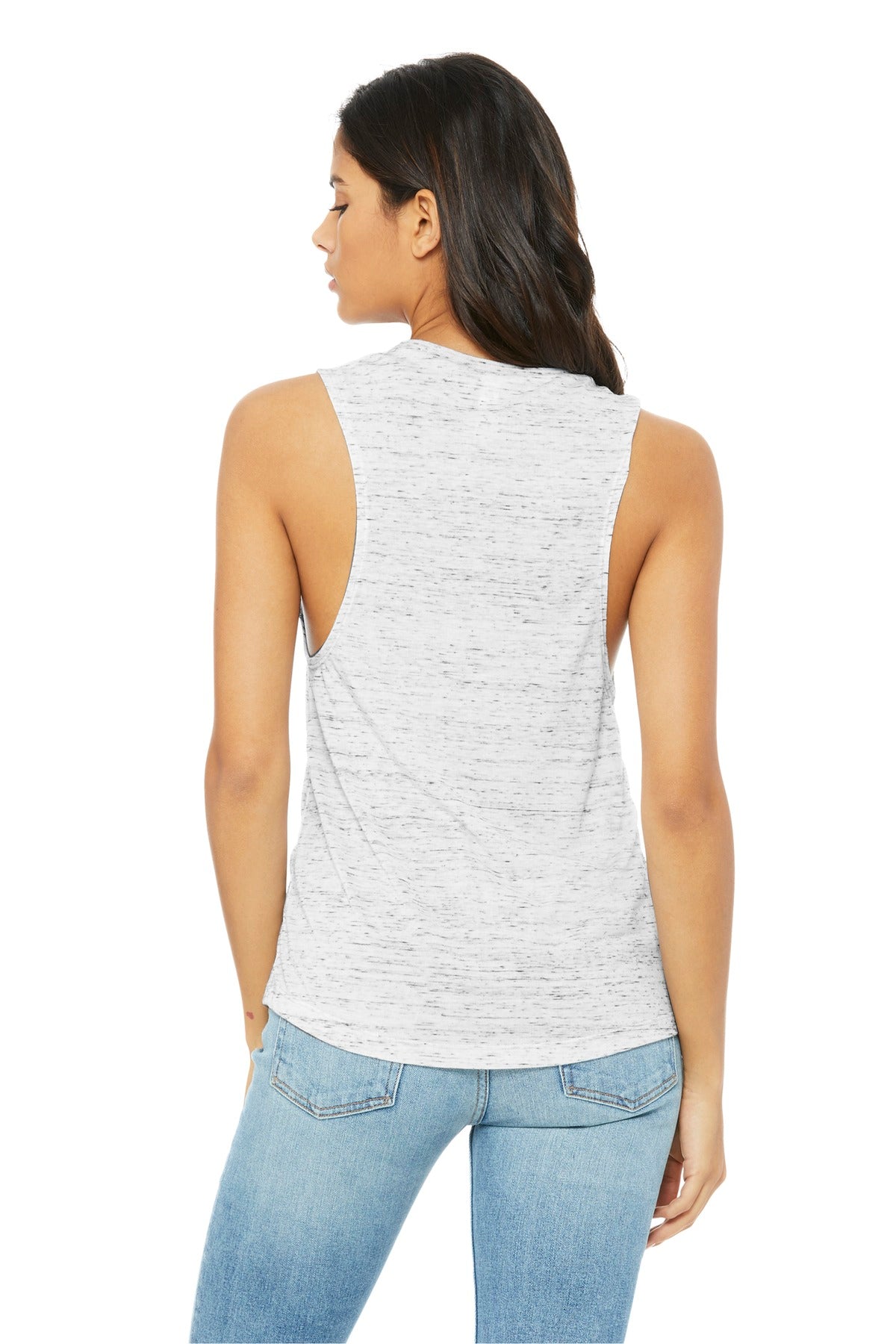 BELLA+CANVAS Women's Flowy Scoop Muscle Tank. BC8803 - White Marble - back