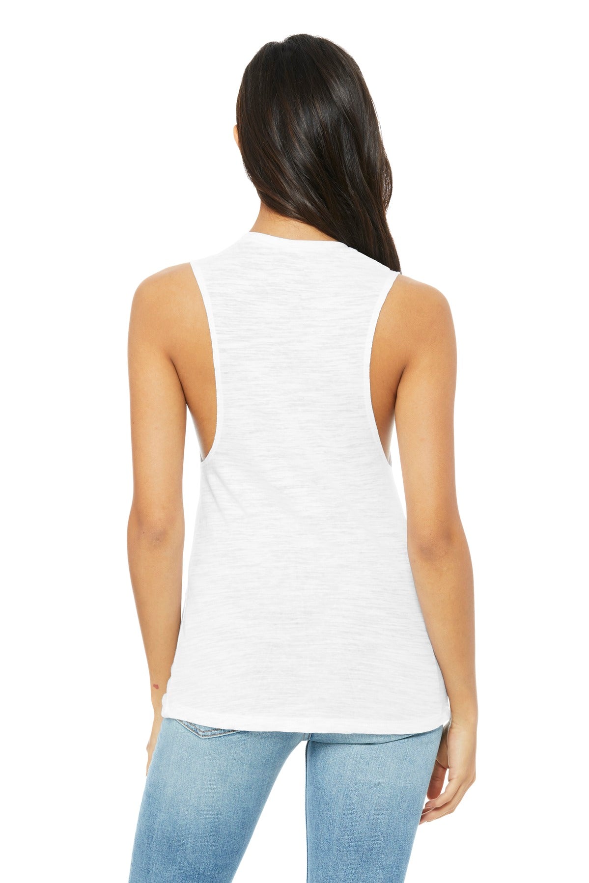 BELLA+CANVAS Women's Flowy Scoop Muscle Tank. BC8803 - White Slub - back