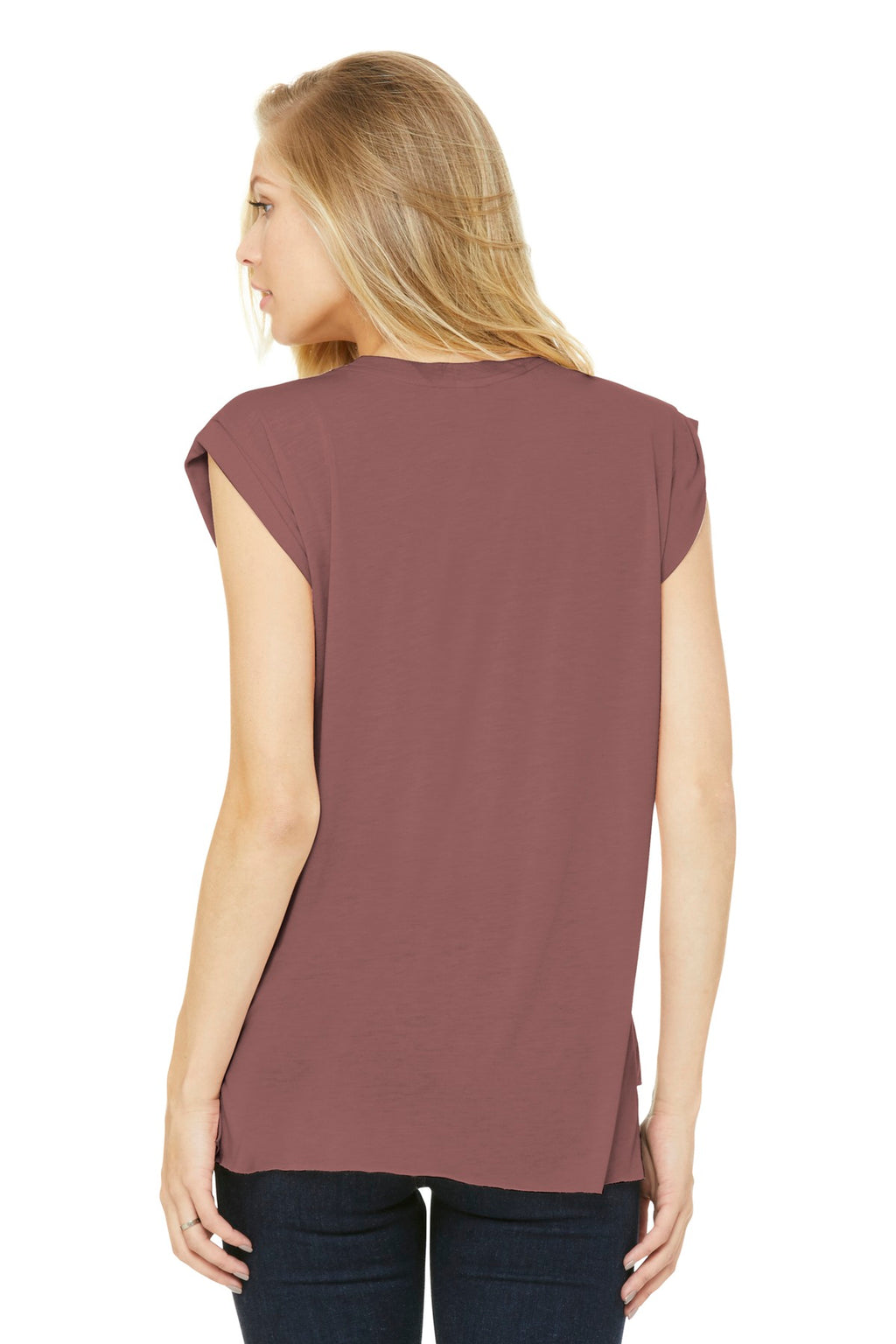 BELLA+CANVAS Women's Flowy Muscle Tee with Rolled Cuffs BC8804 - Mauve - back
