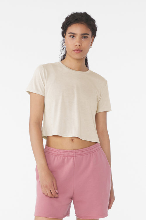 BELLA+CANVAS Women's Flowy Cropped Tee BC8882 - Heather Dust - front