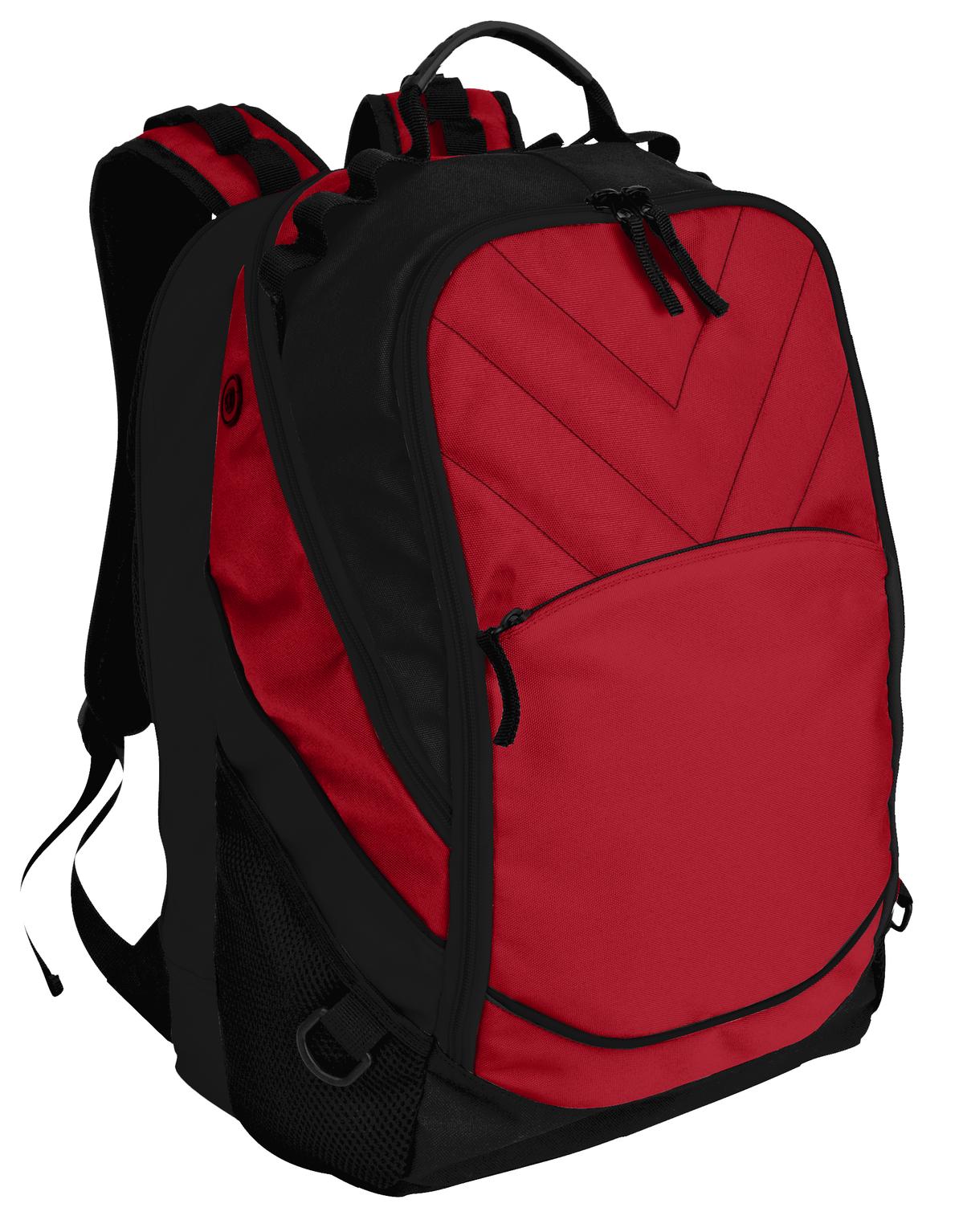 Port Authority Xcape Computer Backpack. BG100 - Chili Red/ Black - front