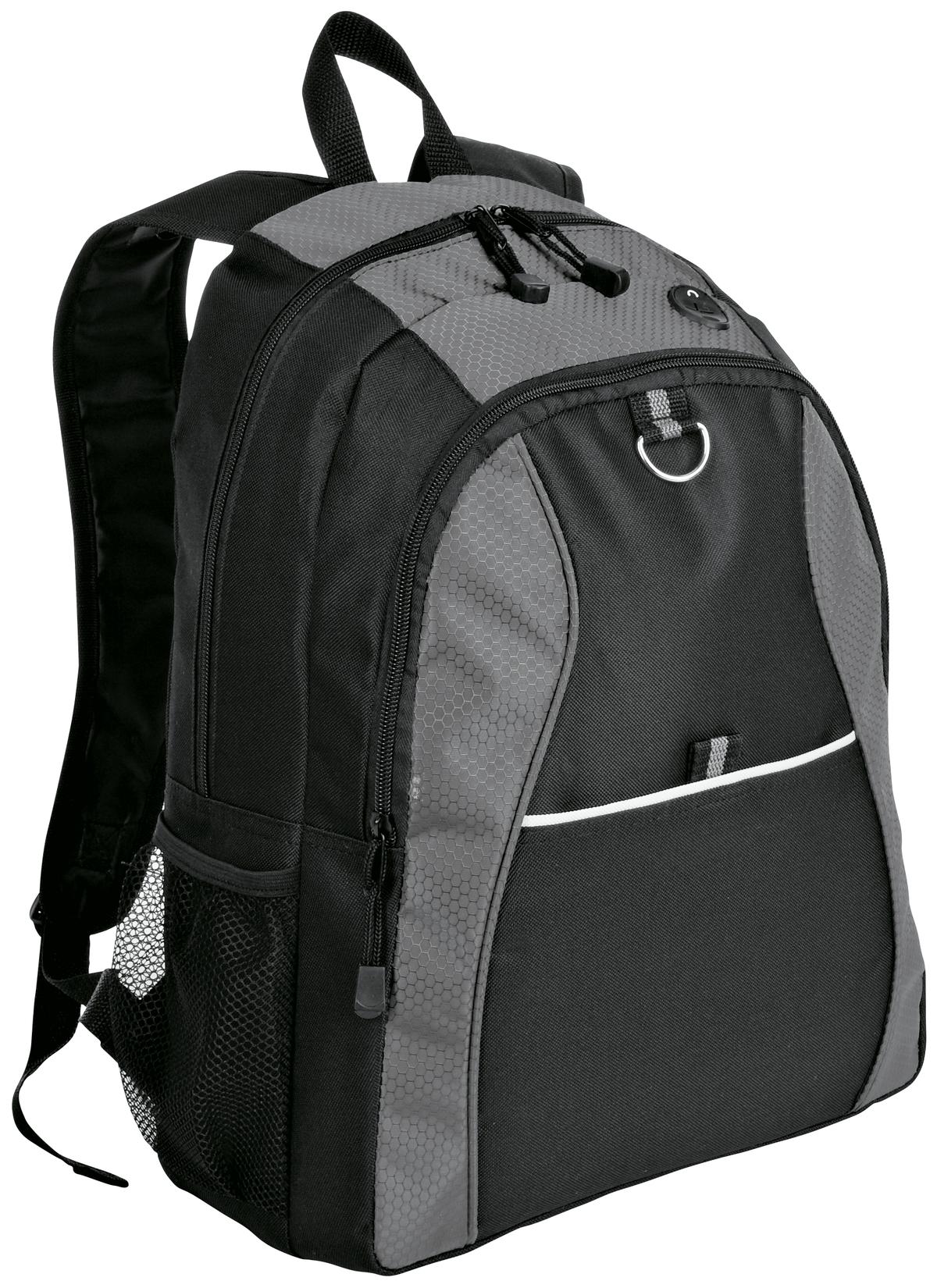 Port Authority Contrast Honeycomb Backpack. BG1020 - Grey/ Black - front