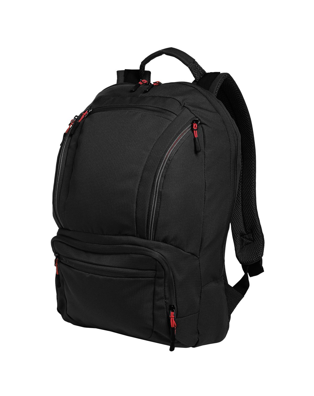 Port Authority Cyber Backpack. BG200 - Black/ Red - front