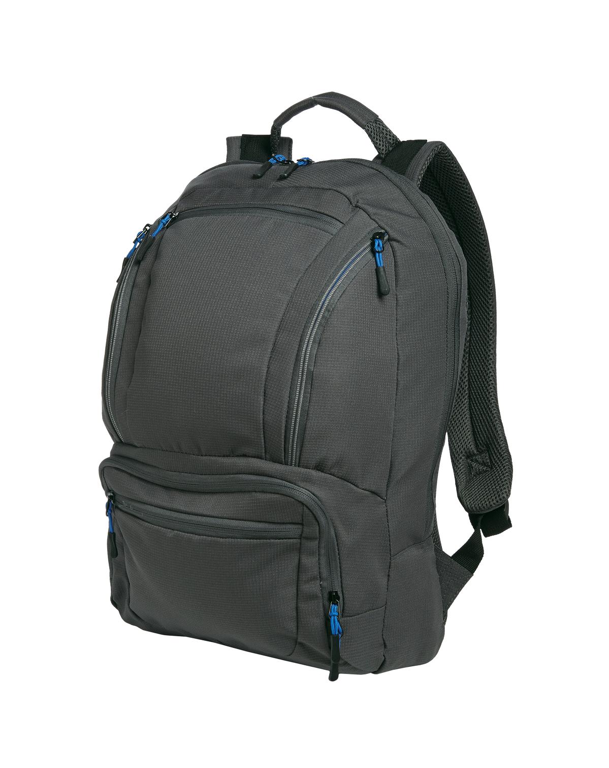 Port Authority Cyber Backpack. BG200 - Dark Charcoal/ Royal - front