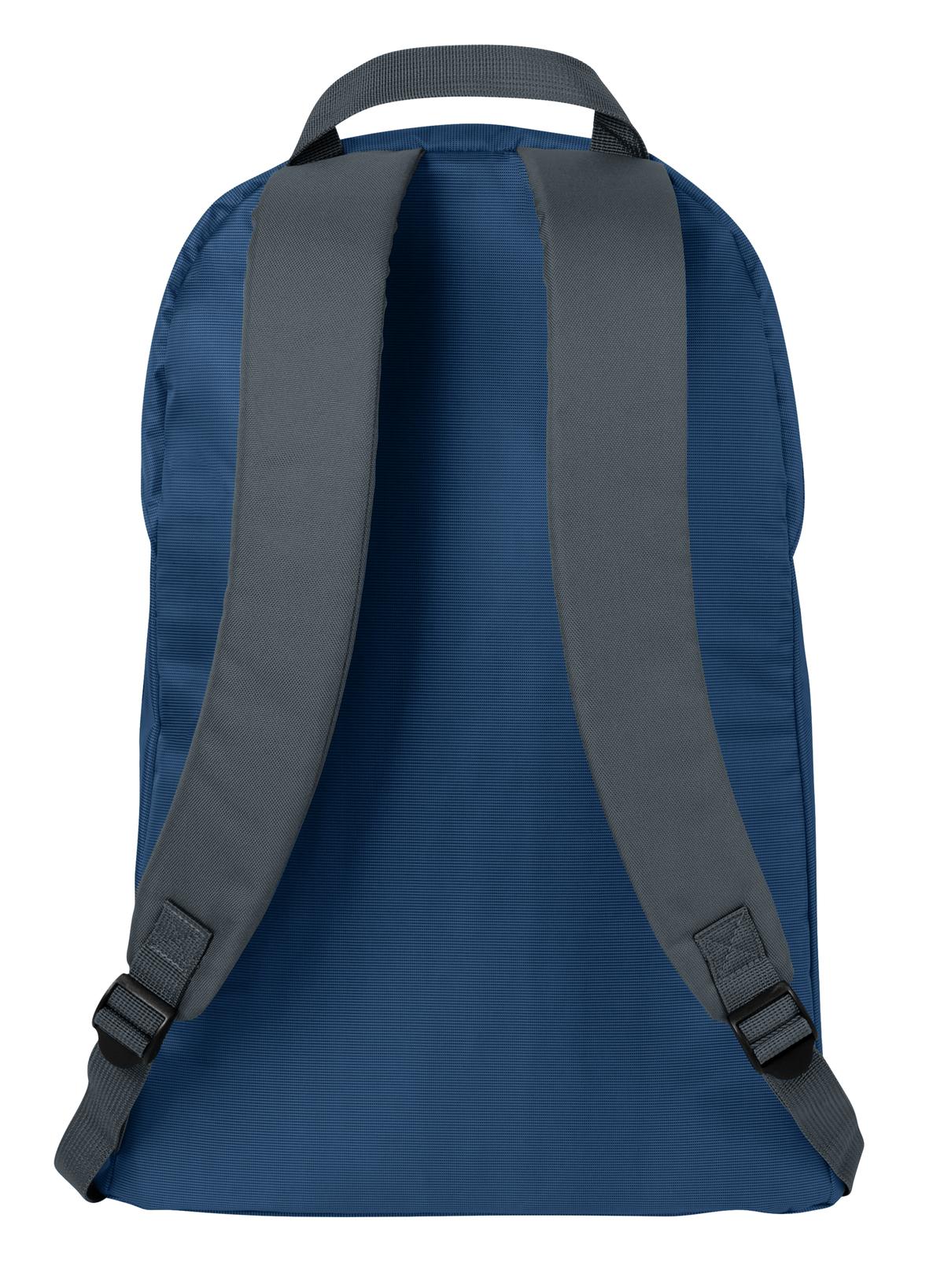 DISCONTINUED Port Authority Nailhead Backpack. BG202 - Cambridge Blue/ Smoke Grey - back